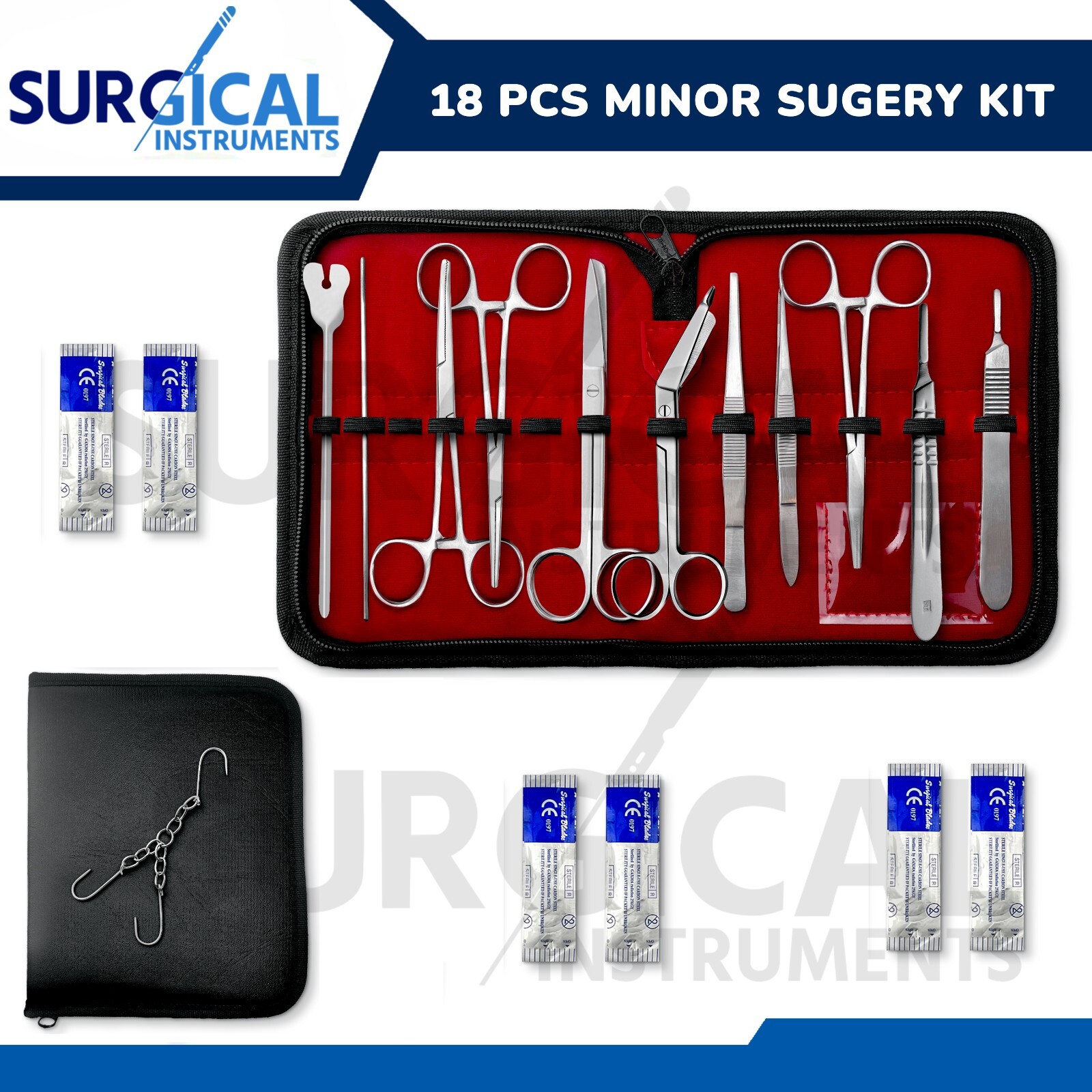 18 Pcs Minor Surgery Set Surgical Instruments Kit Stainless Steel German Grade