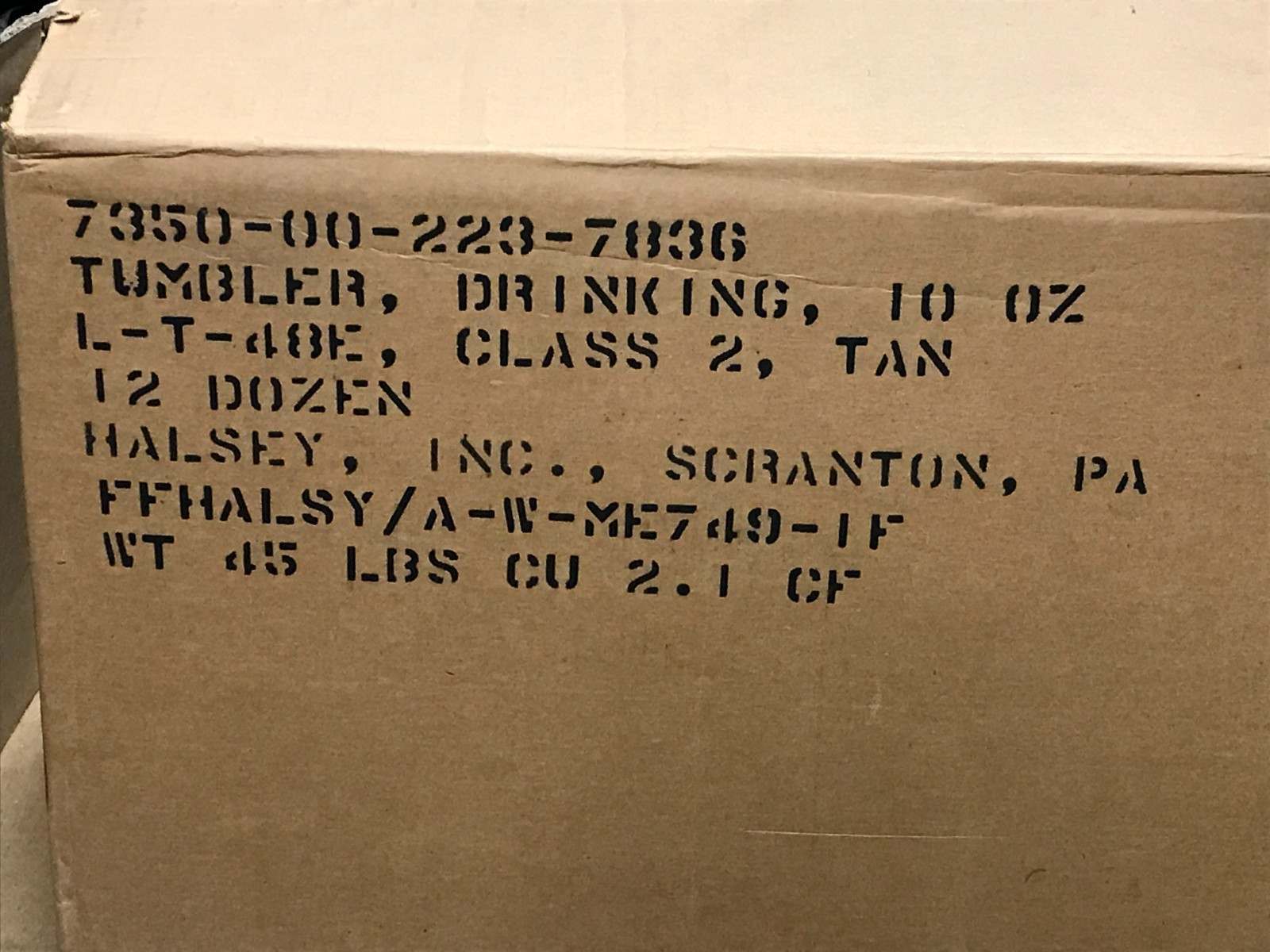 Vintage 10 oz Tan Mess Hall Tumbler USGI Halsey NOS Set of 2 From Original Case