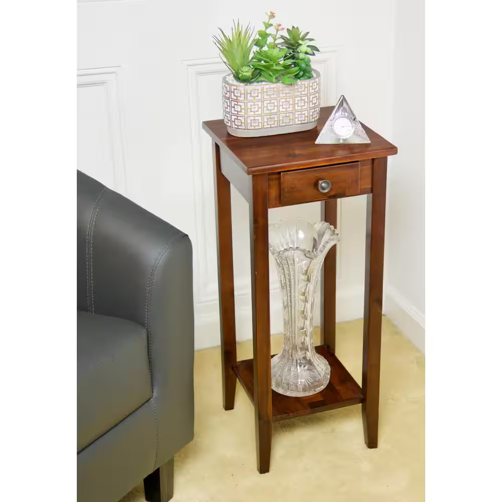Solid Acacia Wood 27 In. Mahogany Plant Table