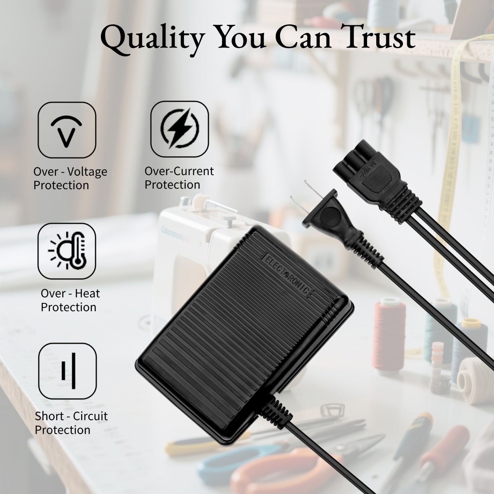 Foot Control Pedal Power Cord 033770217 Compatible with Janome Sewing Machine