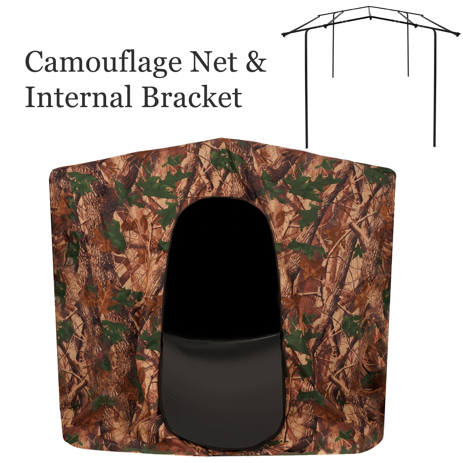 2 Person Camouflage Black Steel+Cloth 7' Tall Quad Pod Hunting Blind Cover