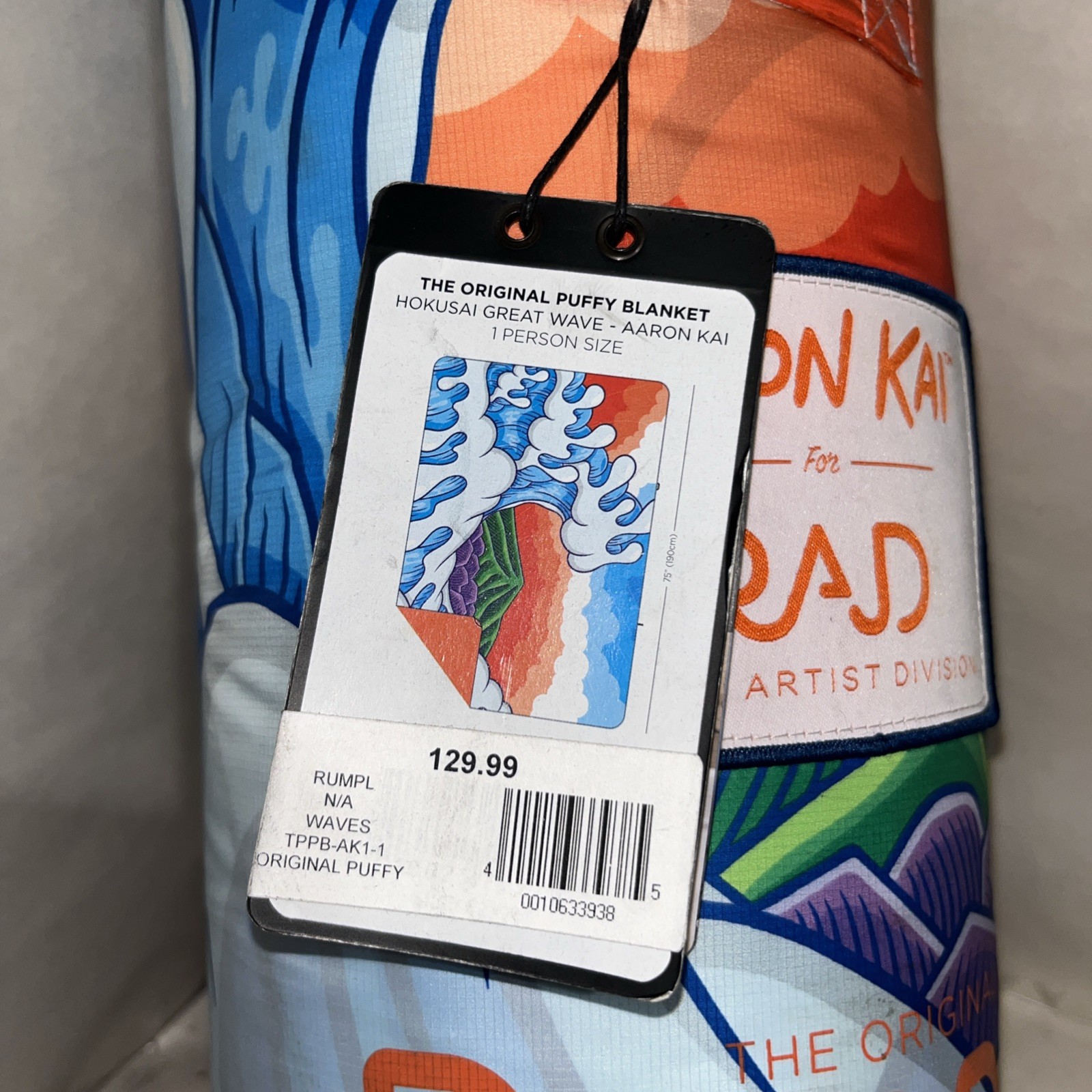 Rumpl Original Puffy Blanket Hokusai Great Wave Aaron Kai With Defects