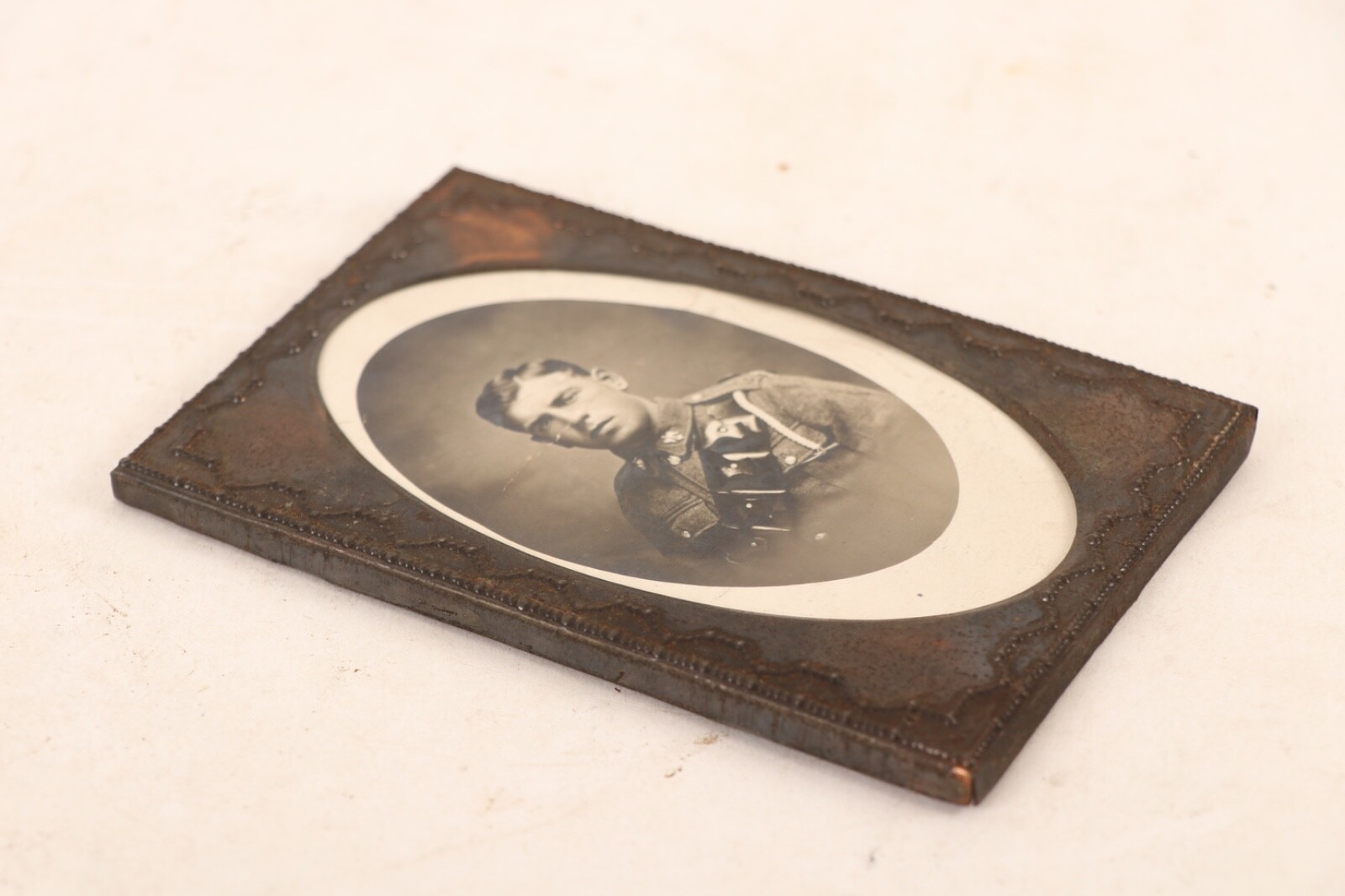 b217 Framed Real Photo Postcard of Unknown English Soldier WWI Period