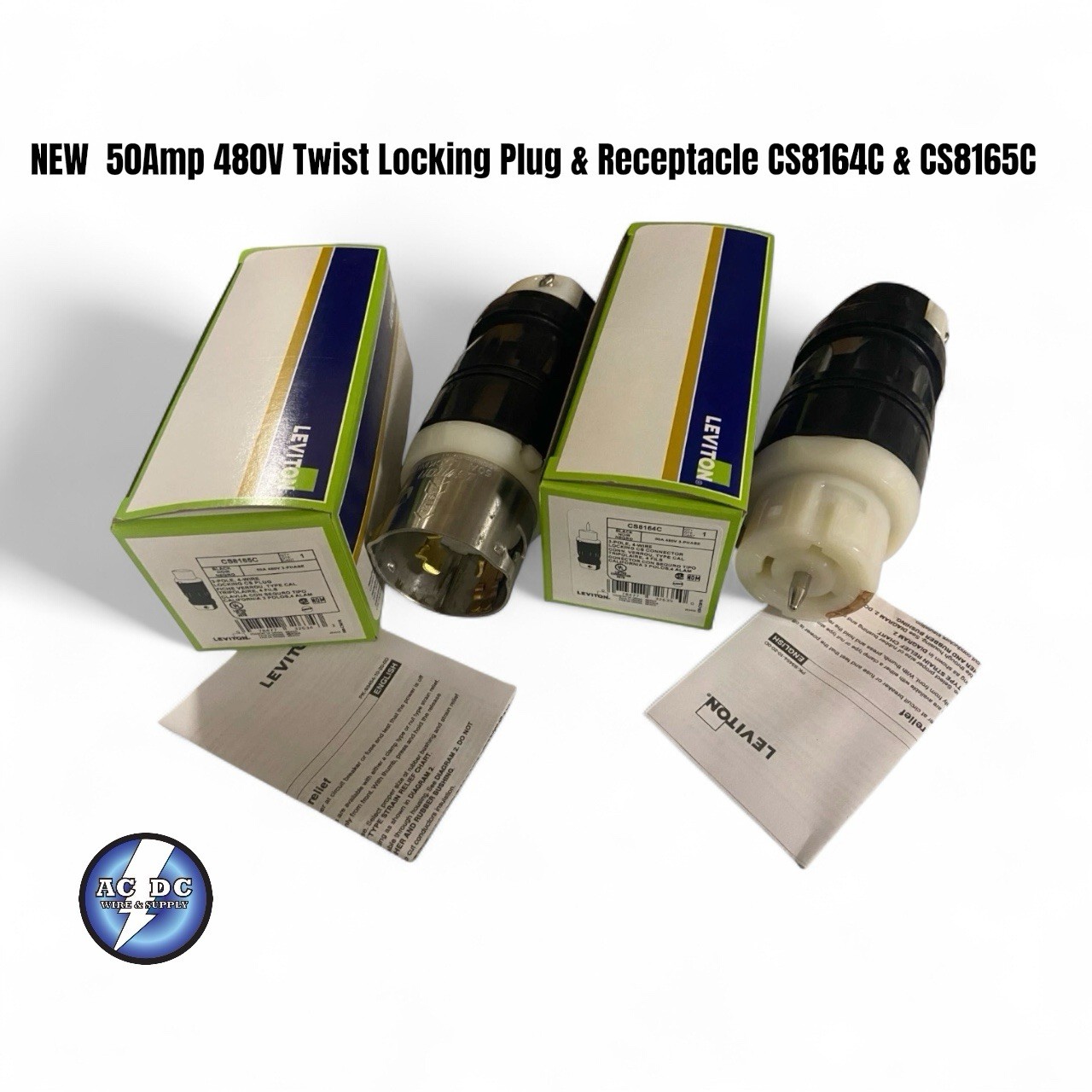 NEW  50Amp 480V Twist Locking Plug & Receptacle CS8164C & CS8165C