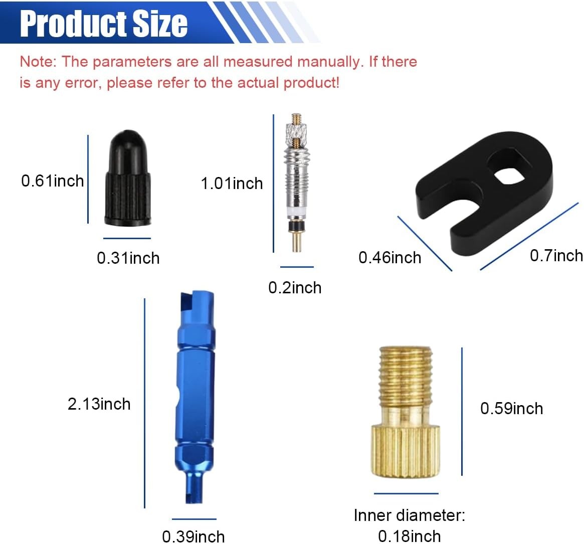 23PCS Presta Valve Core Repair Kit- Tubeless Adapter Bike Blue
