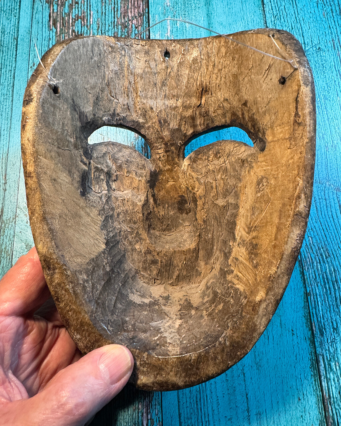 Vintage Antique Mexican Hand Carved Traditional Wooden Mask from Mexico