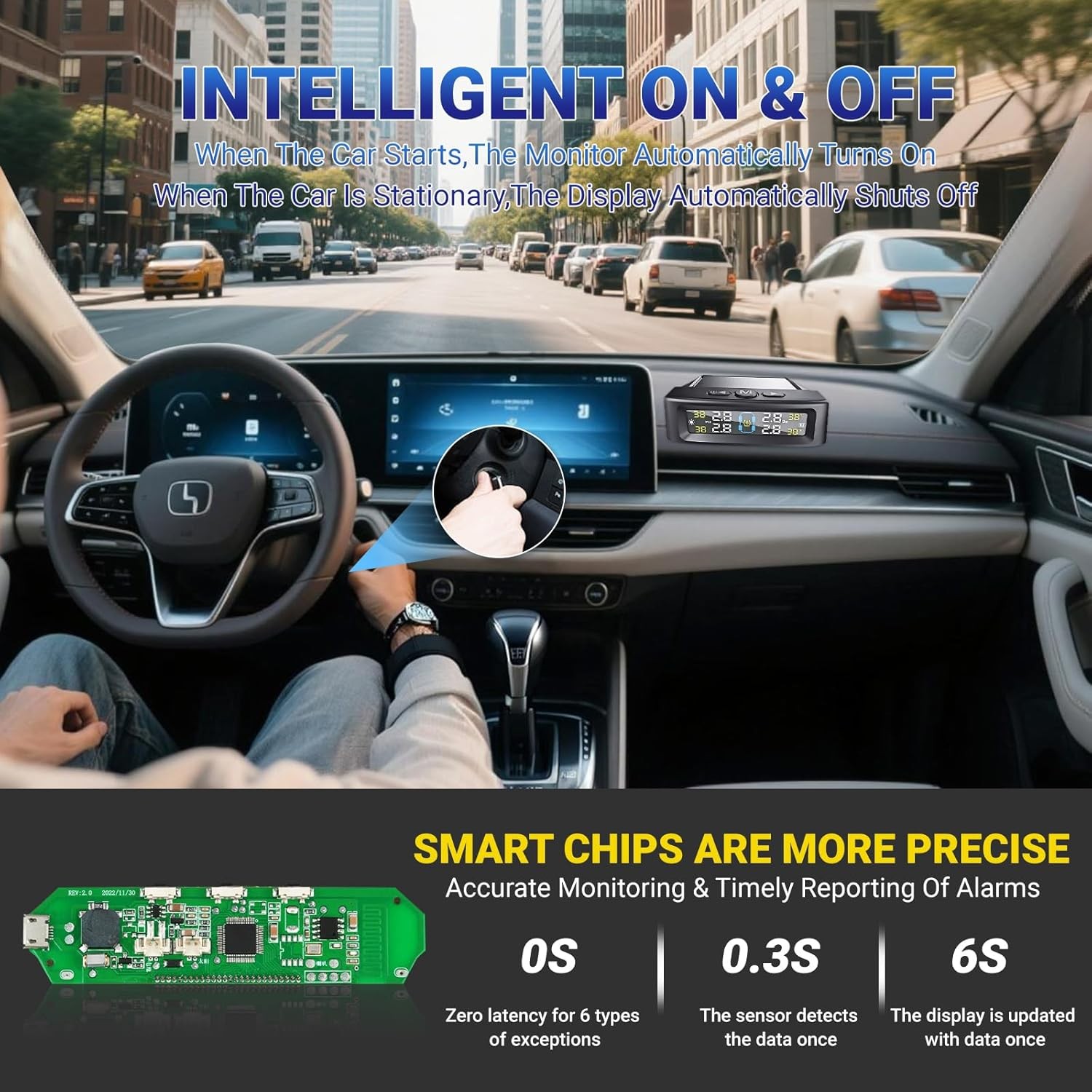 Wireless Solar TPMS LCD Car Tire Pressure Monitoring System + 4 External Sensors