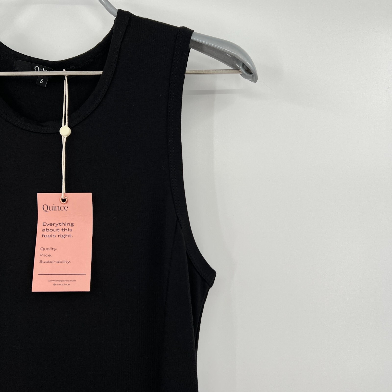 Quince Women’s Black Tencel Jersey Tank Maxi Dress sz S NWT Side Slit Sleeveless