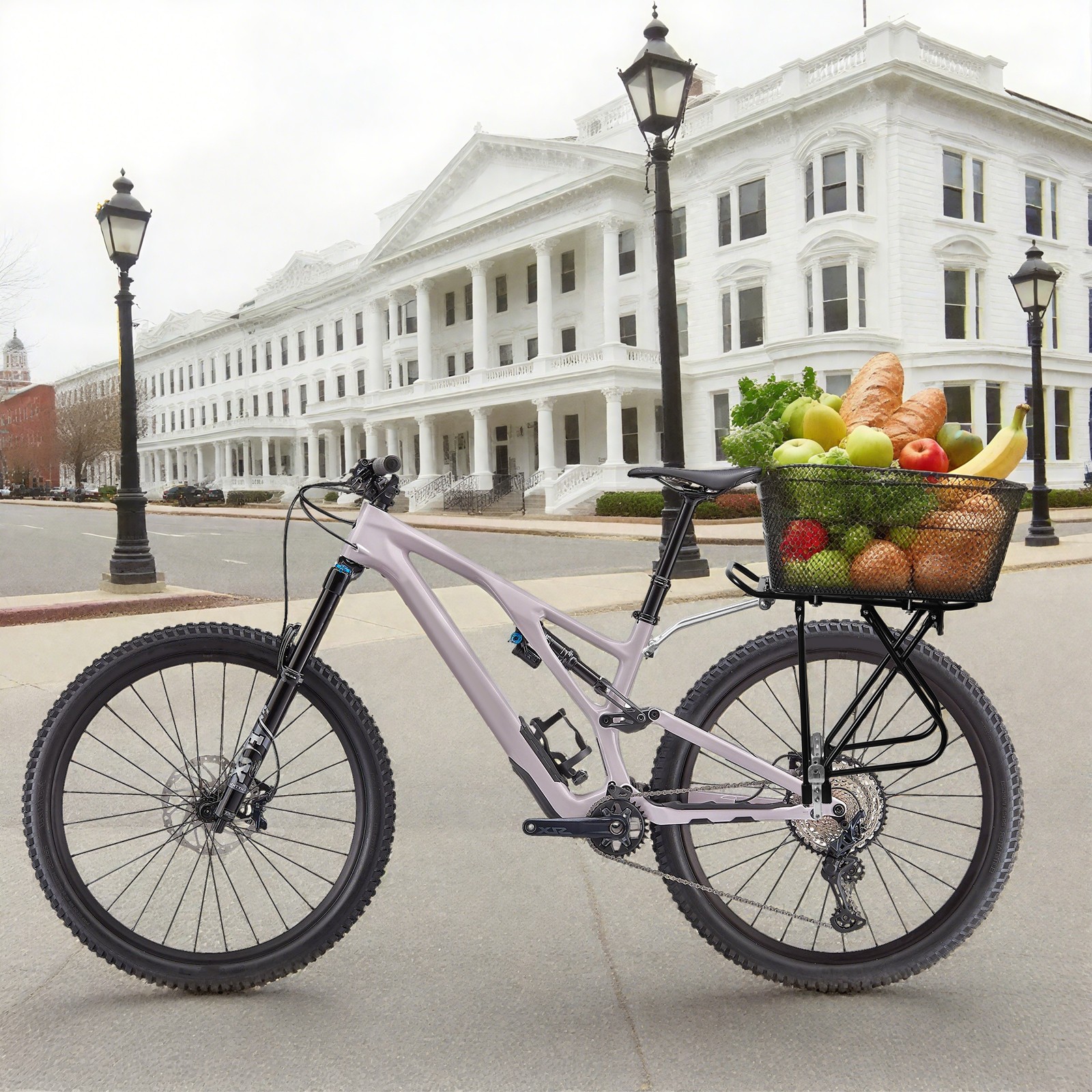 Bicycle Rear Cargo Rack Carrier Bracket Luggage Pannier Cycle Seat w/Rear Basket