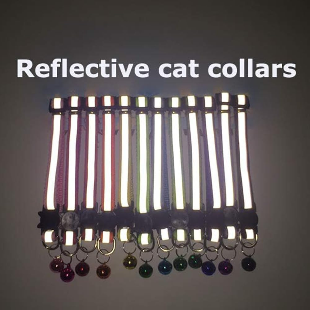 6 Pack Reflective Cat Collar with Bell, Breakaway and Safe Collars for Cats, Nyl