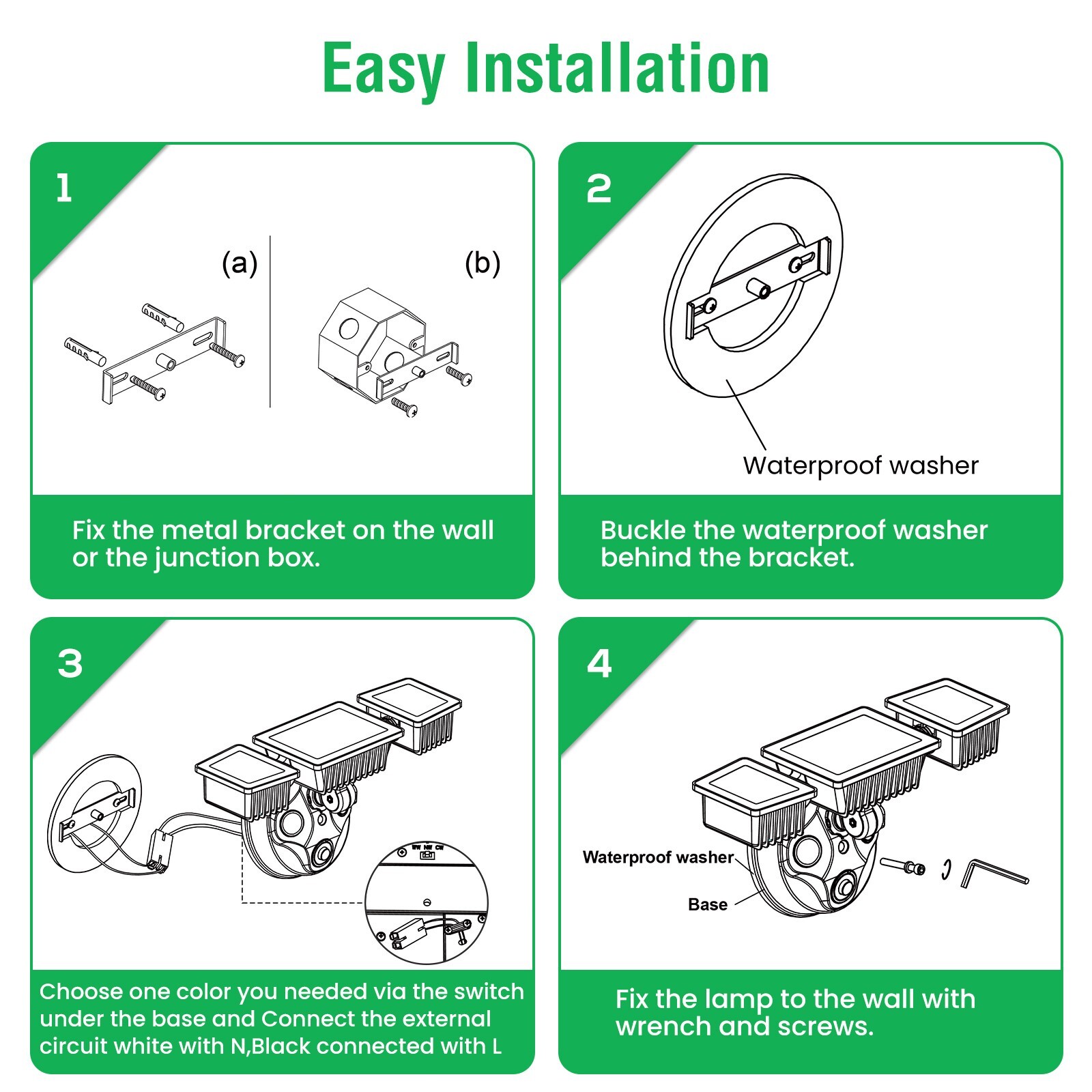 LED Security Wall Lamp 4000LM Dusk to Dawn Light Sensor Outdoor IP65 Waterproof