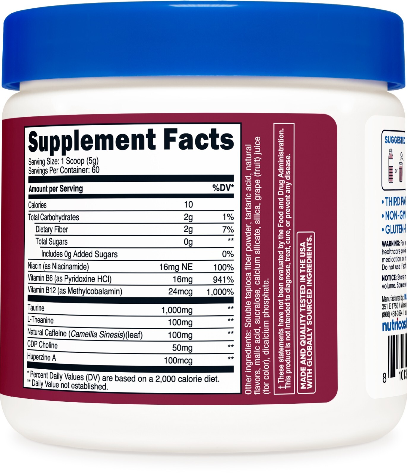 Nutricost Energy Drink Powder (Grape) (60 SERV) | Pre Workout Supplement