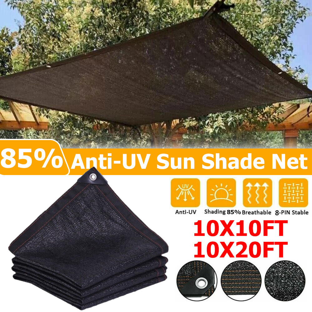 10X10FT/10x20 FT Black Sun Shade Net Plants Outdoor Pergola Lawn Sun Shade Cloth
