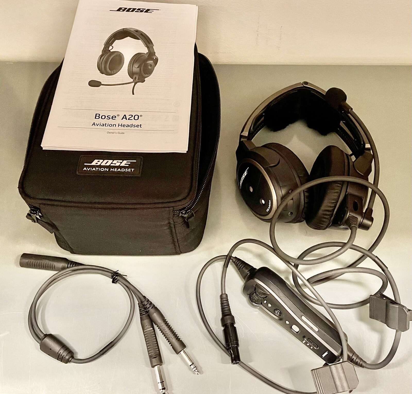 Bose A20 Aviation Headset with Bluetooth and 6 Pin Cable (Included G/A Adaptor).