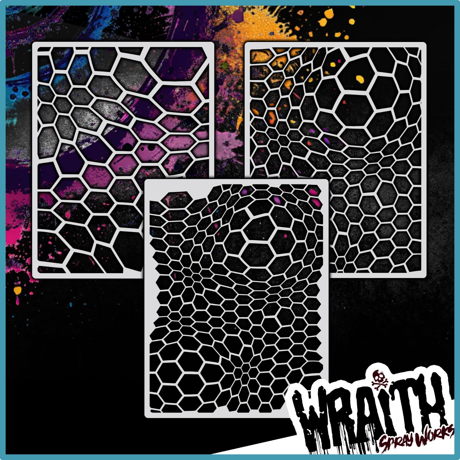 Hex Camo Set #2 - Reusable Airbrush Stencil Template