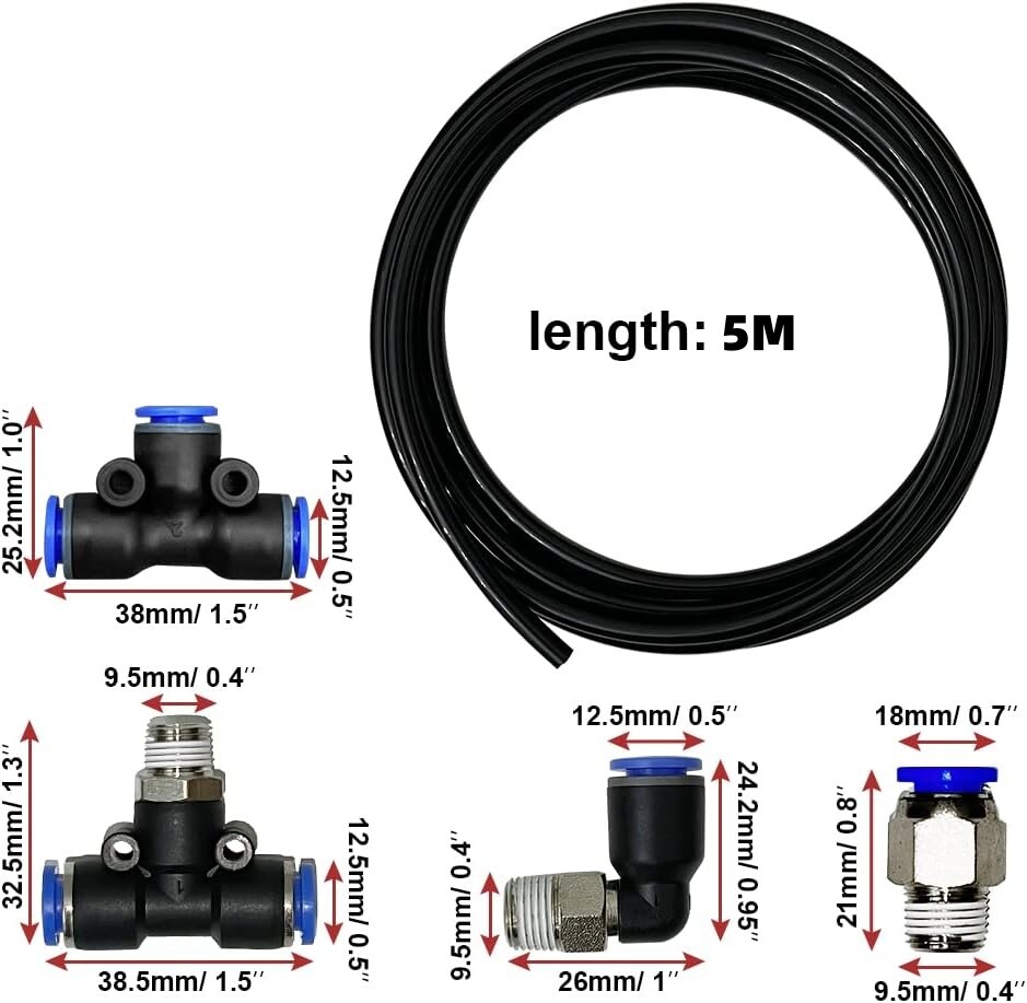 Durable Car Vacuum Tubing/Push Lock Fitting 1/8" NPT to 1/4" Tubing Wastegate US