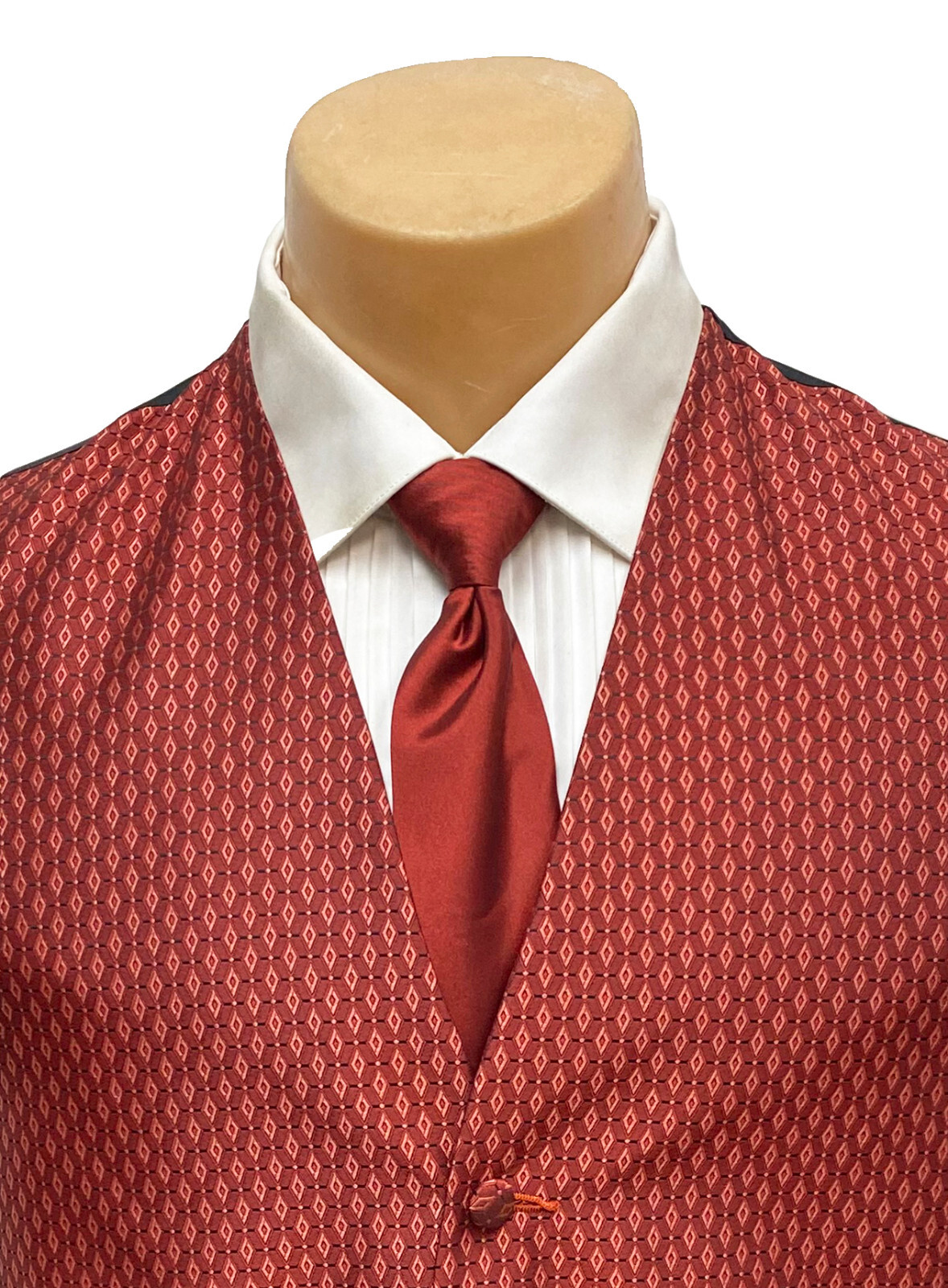 Men's Paprika Bright Orange Red Tuxedo Vest & Tie Free Shipping Big & Tall Sizes