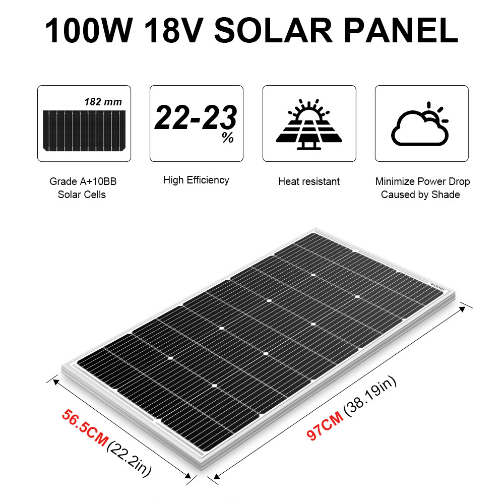 Dokio 100w 200w Rigid Monocrystalline Solar Panel Kit for Home/Caravan/RV/Boat