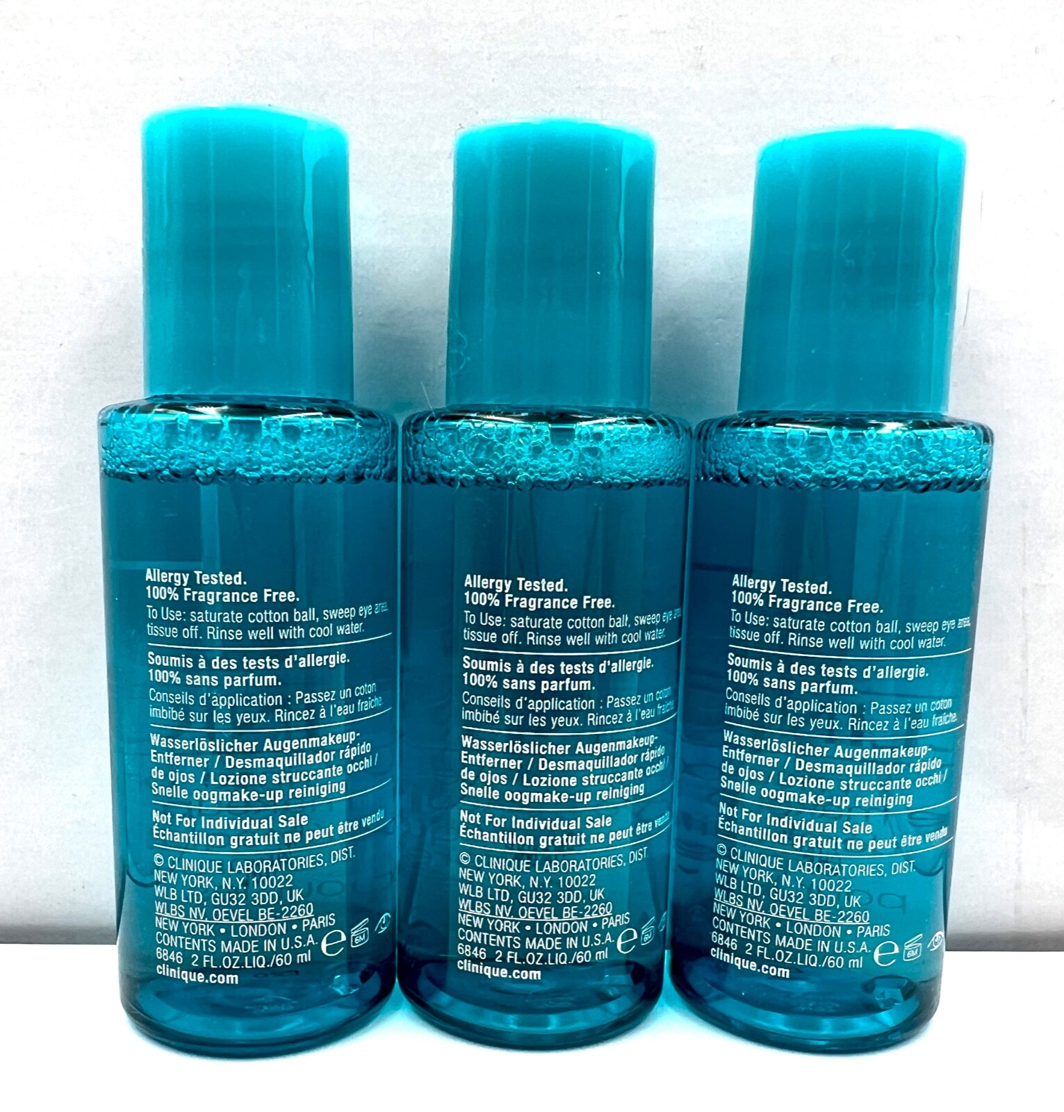 Lot of 3: Clinique Rinse off Eye Makeup Solvent 60ml* 3 = 180ml / 6 oz total