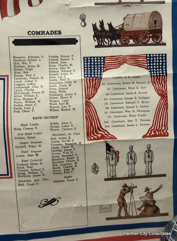 Original WWI Camp Travis San Antonio Texas Army Roster Poster Field Artillery