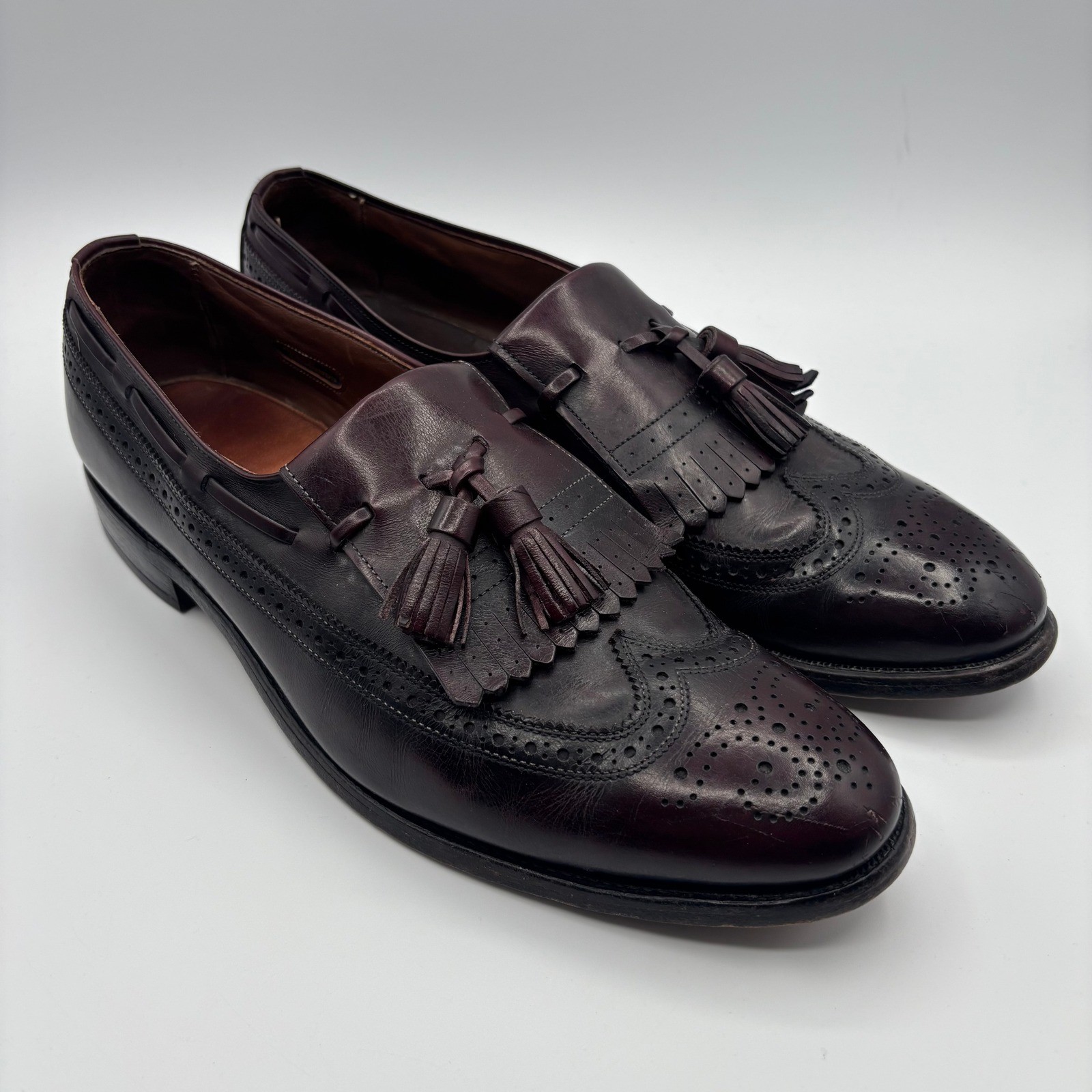 Allen Edmonds Arlington Burgundy Wingtip Tassel Loafers Mens Size 11 B *FLAW