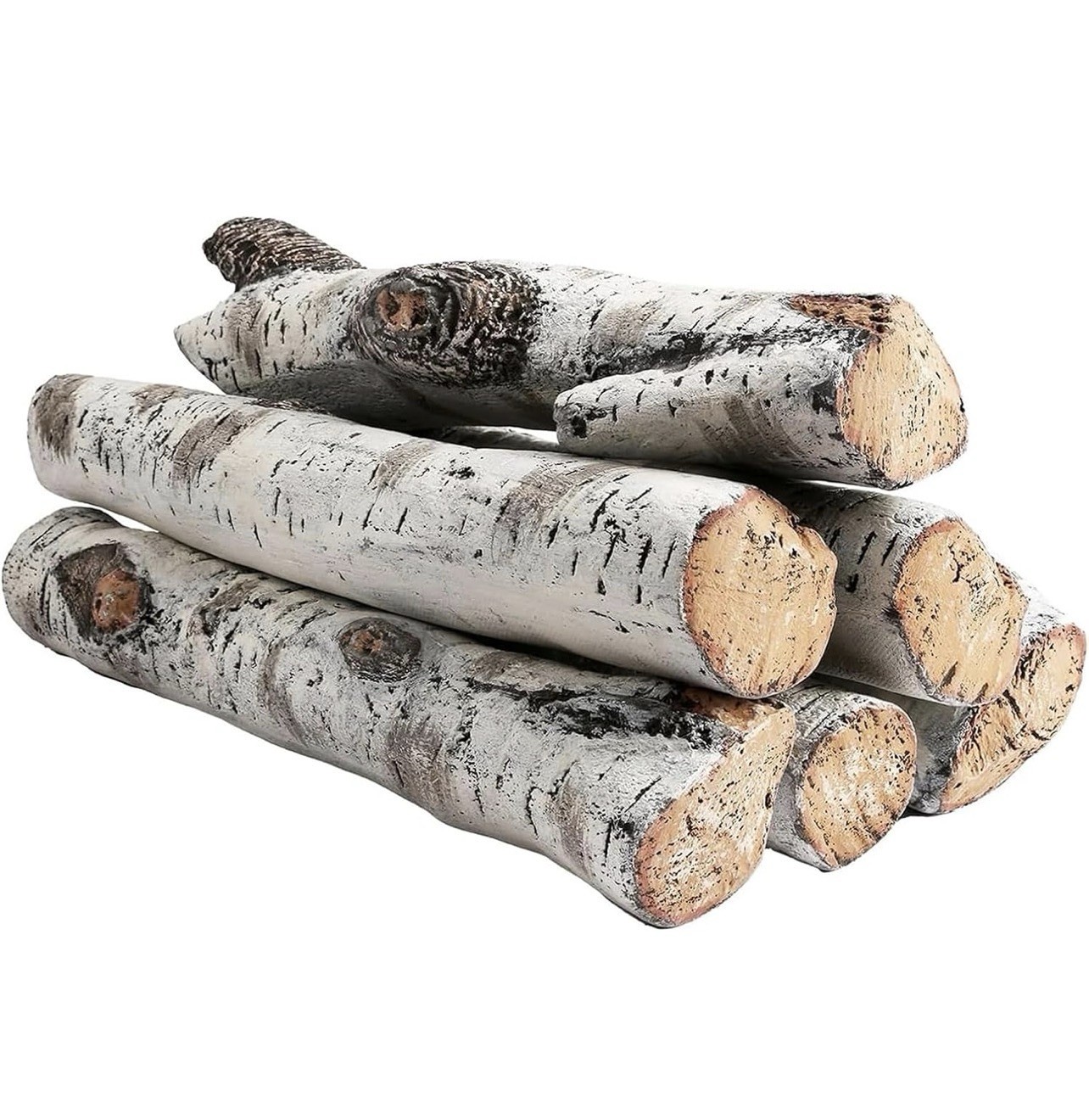 QuliMetal White Birch Ceramic Gas Fireplace & Fire pits Logs In/outdoors 6pcs