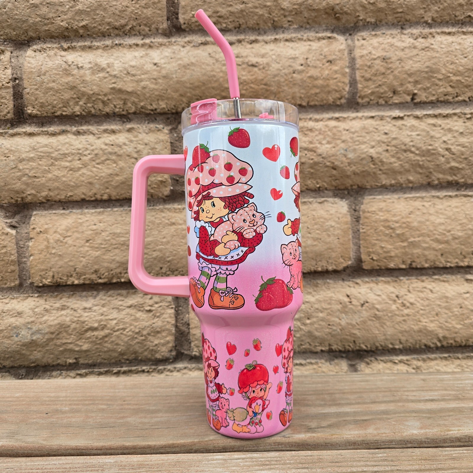 Strawberry Shortcake Tumbler 40oz Shimmer Pink Gradient