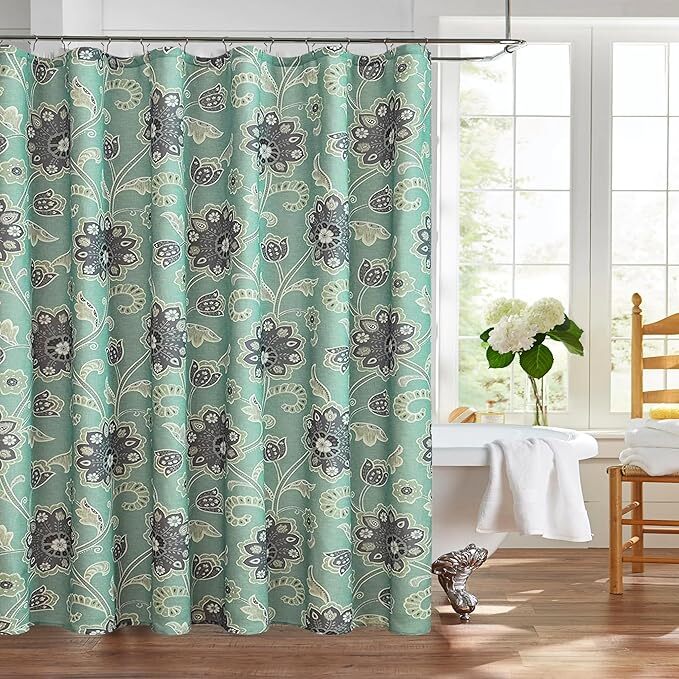 spring home Fabric Shower Curtain 72" X 72", green  Printed Bathroom Curtains