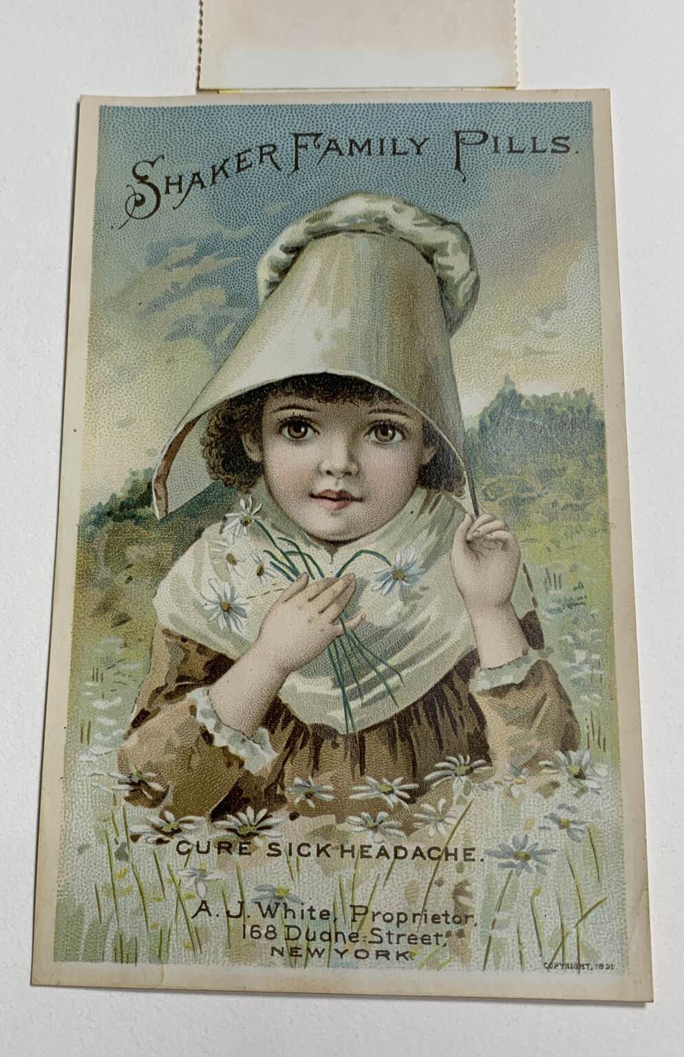 Shaker Family Pills Litho Trade Card 1891 Matted Ready For A Frame