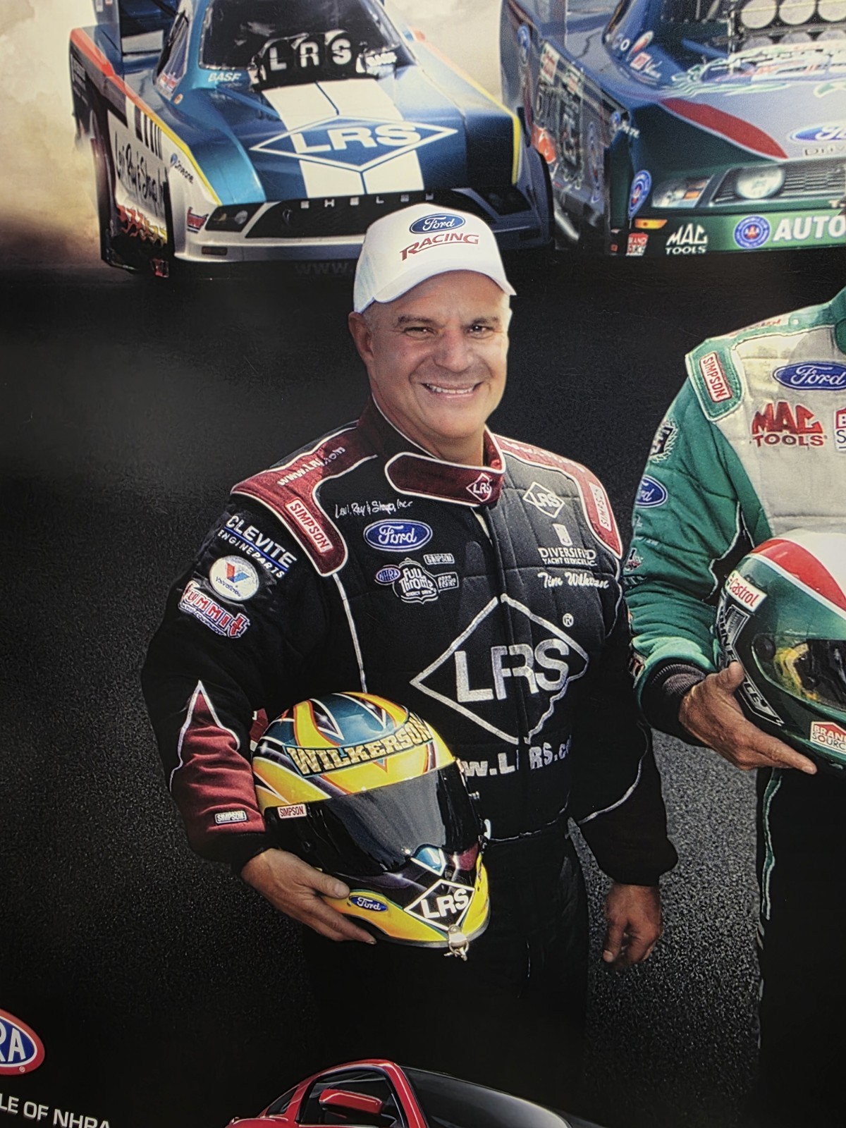 36" X 24" Autographed Ford Mustang Funny Car Poster John Force, Bob Tasca iii,