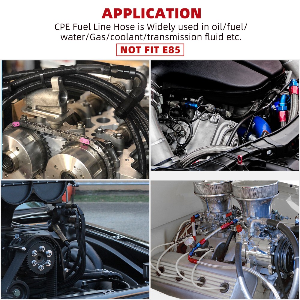 4AN-6AN-8AN-10AN-12AN CPE Fuel Line Nylon & Stainless Steel Braided Fuel Hose