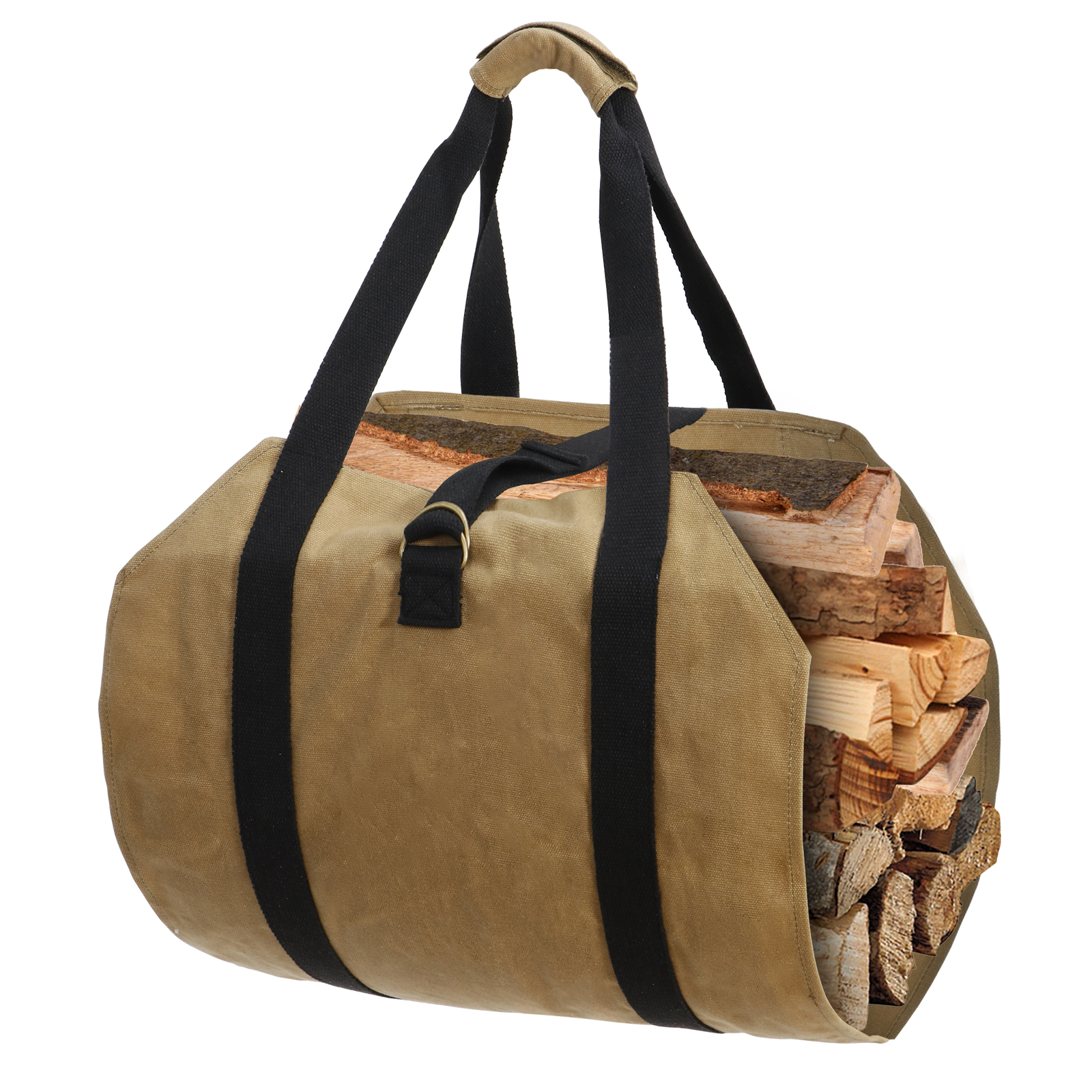 Firewood Log Carrier Bag Waxed Canvas Outdoor Log Tote Bags Camping with Strap