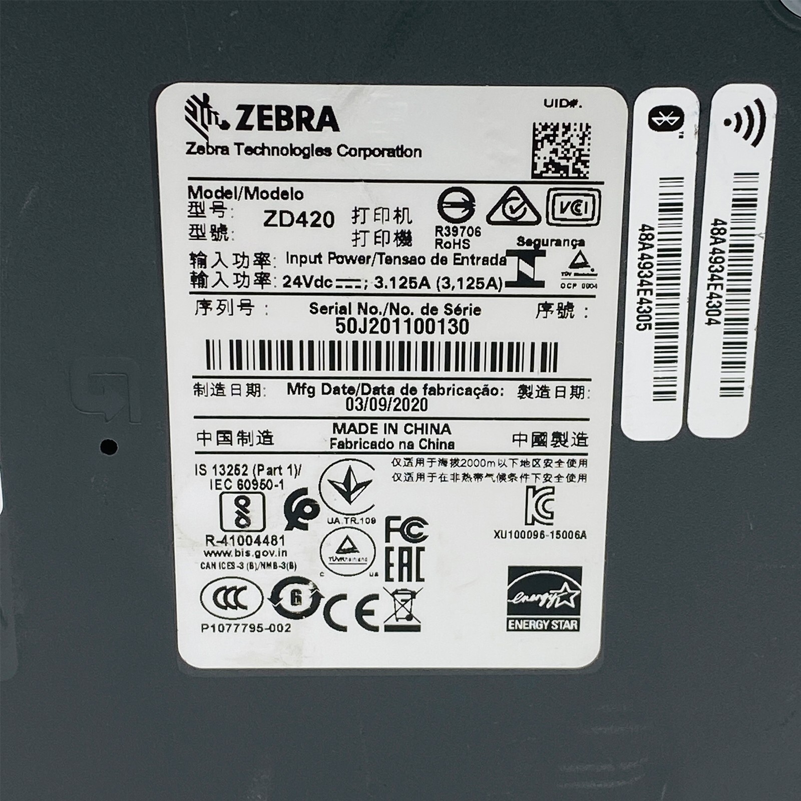 Zebra ZD420 Thermal Transfer Label Printer USB BT WiFi 300dpi 1YR WARRANTY