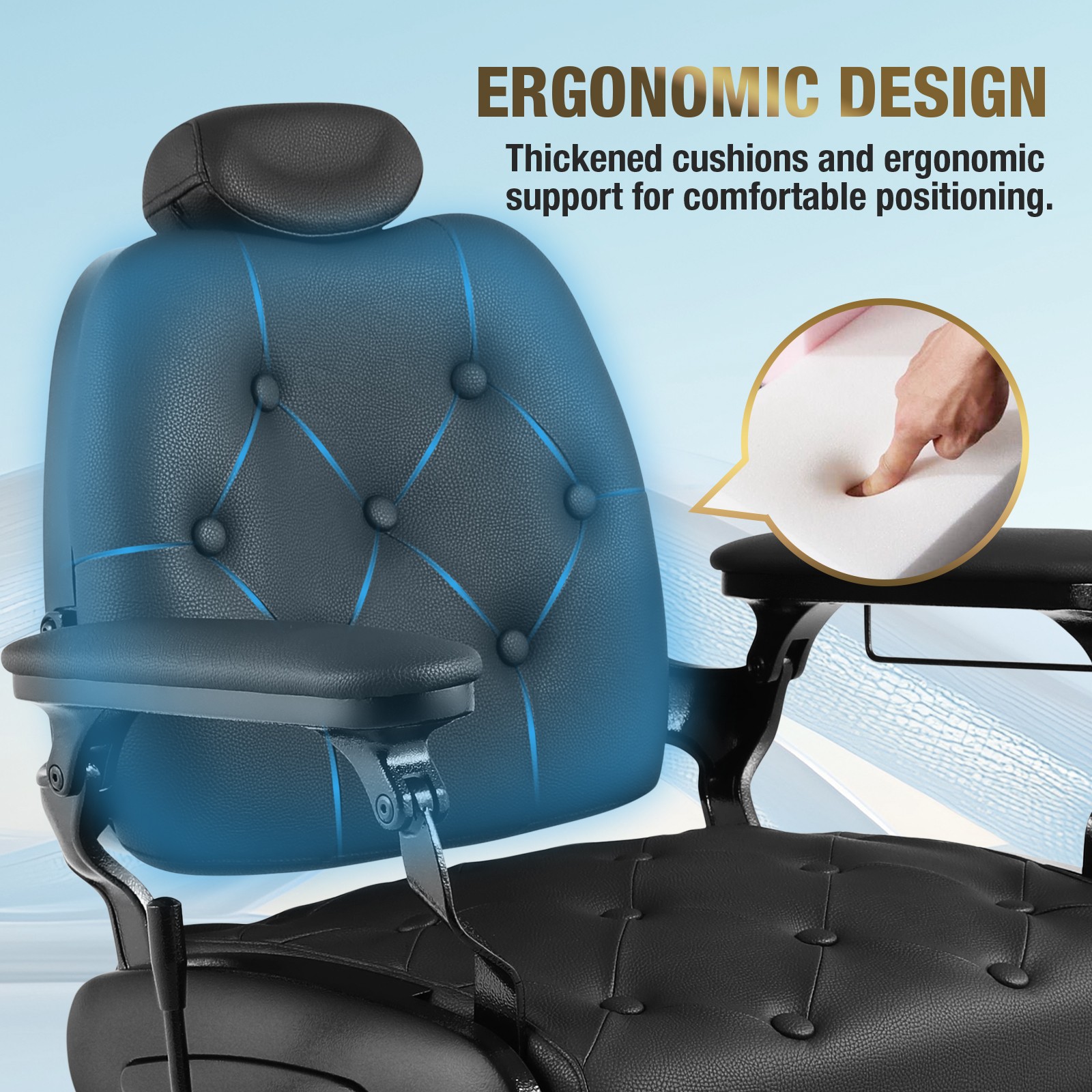 Black Recline All Purpose Barber Chair Heavy Duty Hydraulic Salon Beauty