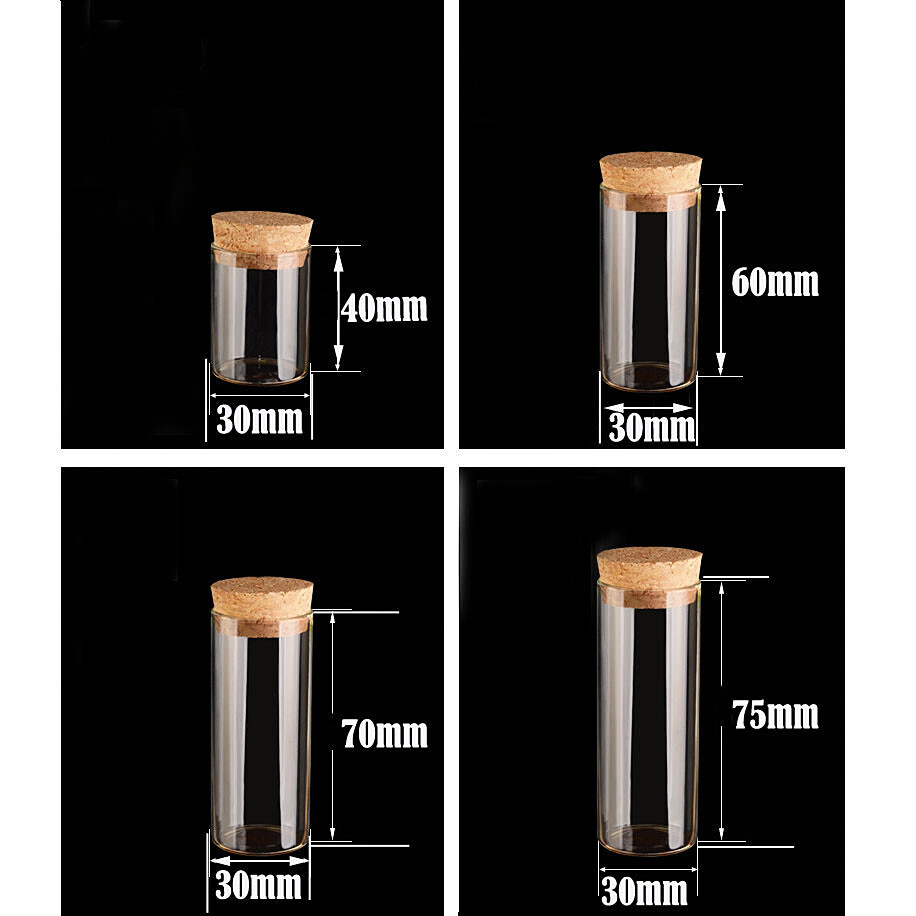 Wholesale 15-60ML Tiny Clear Glass Bottle Empty Transparent Cork Vials With Cork