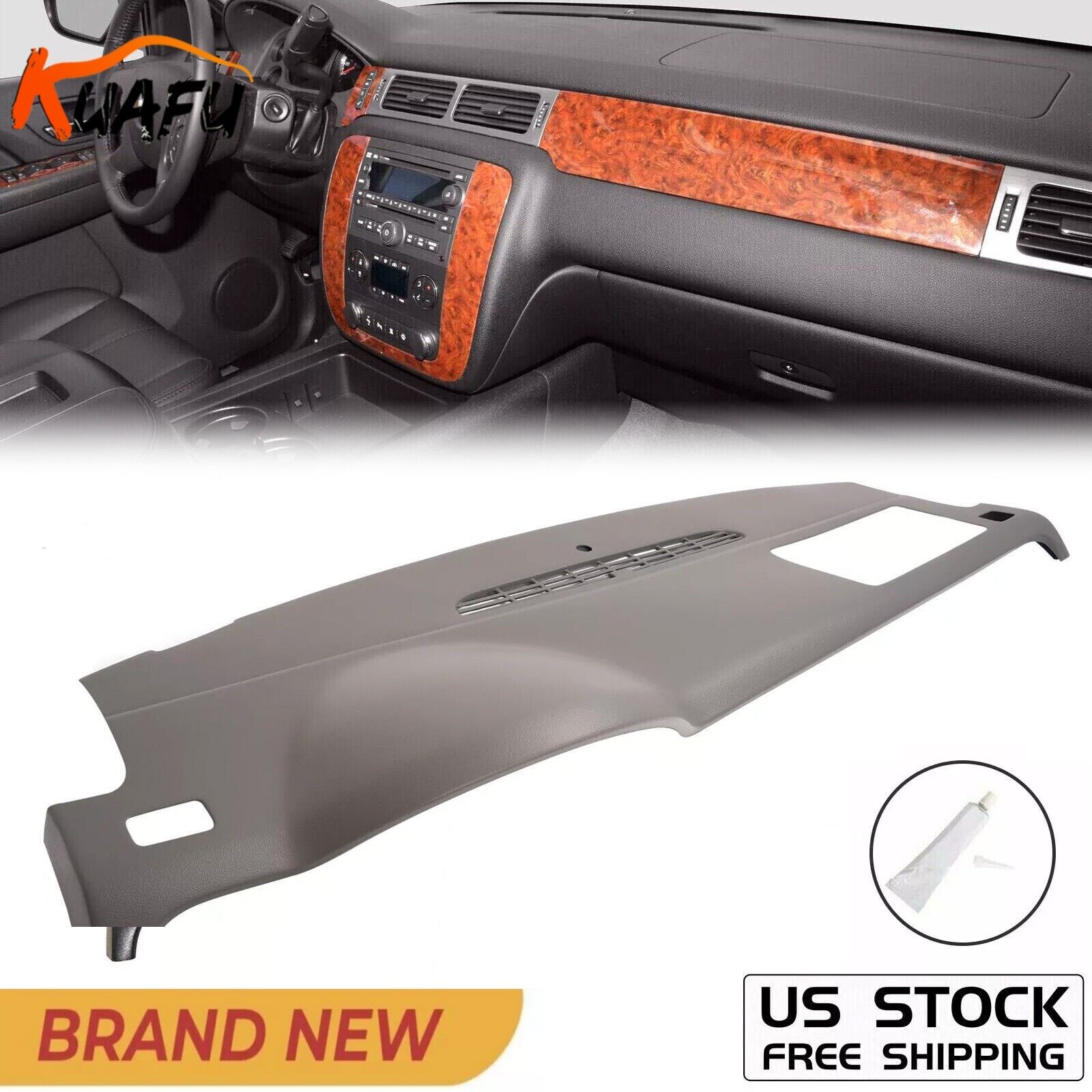FOR CHEVY TAHOE SUBURBAN YUKON 07-14 DASH BOARD CAP DASHBOARD COVER OVERLAY GREY