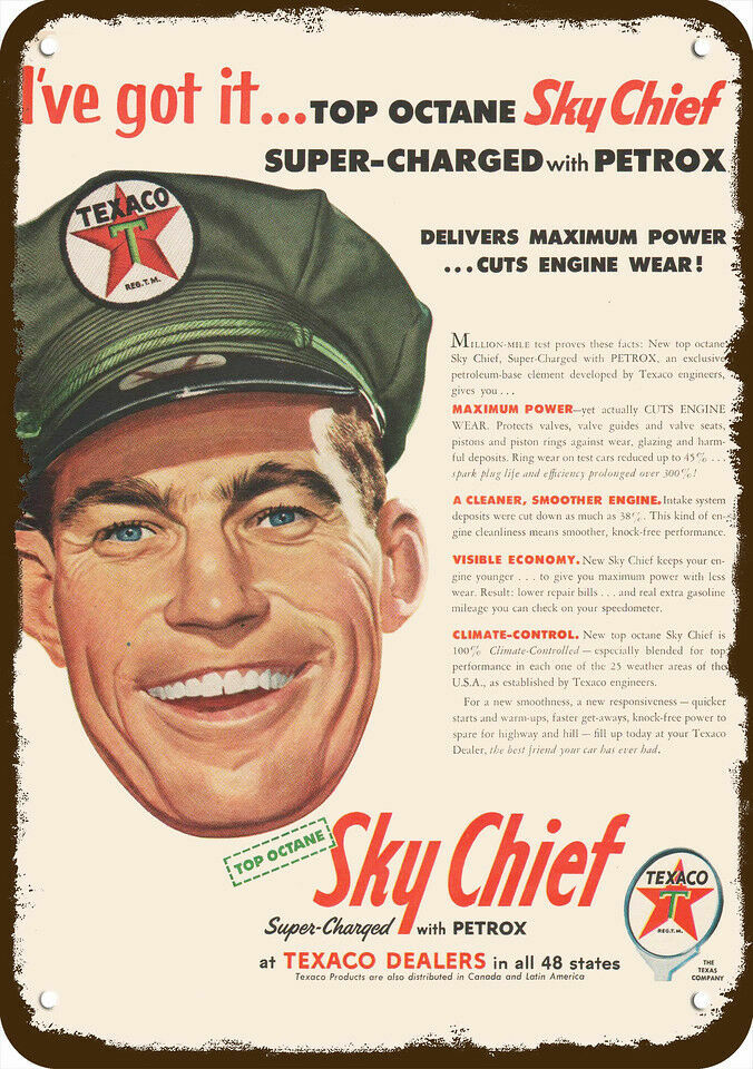 1954 TEXACO GAS STATION ATTENDENT Vintage Look DECORATIVE REPLICA METAL SIGN