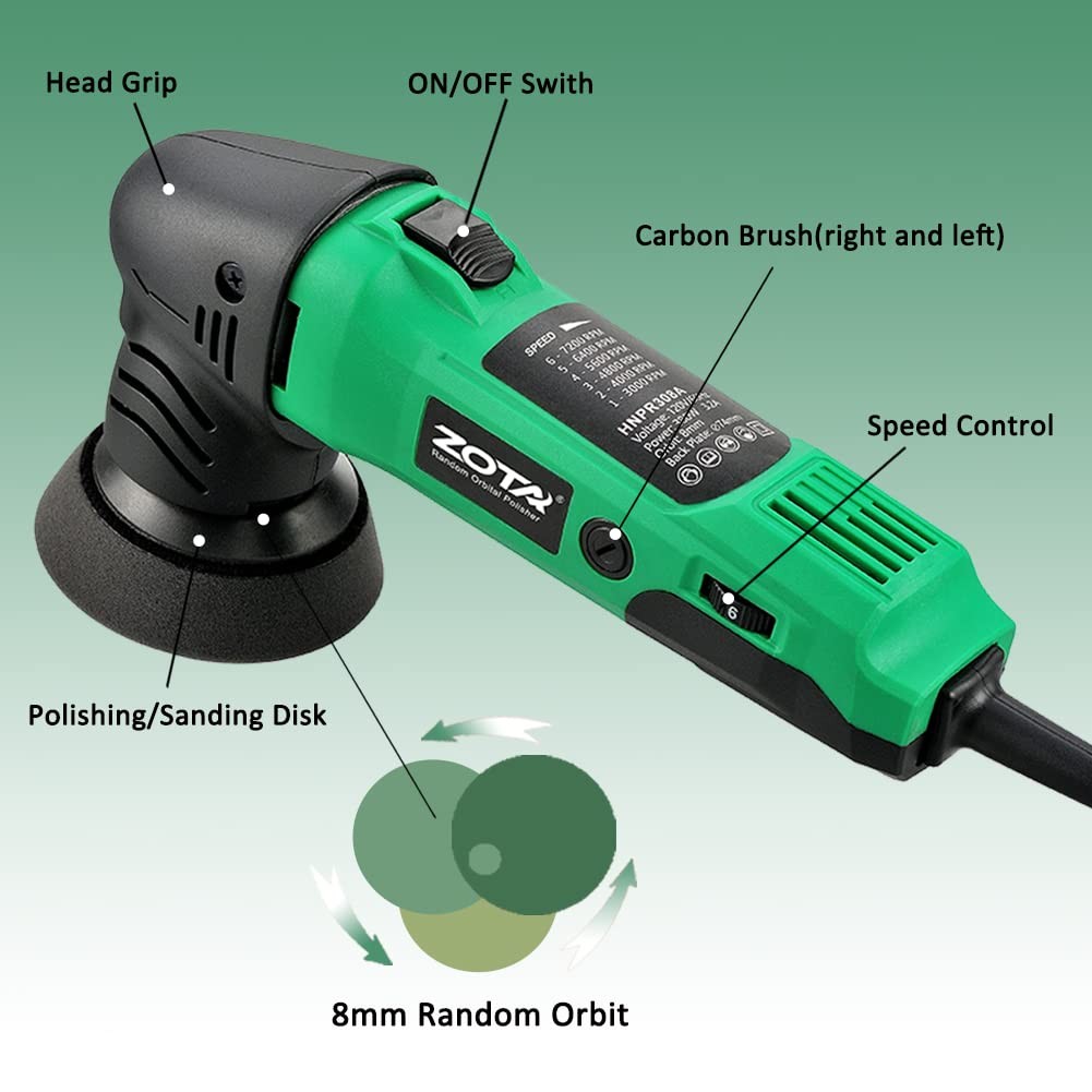 23 Inch Car Polisher with 8mm Random Orbital for Detailing and Buffing