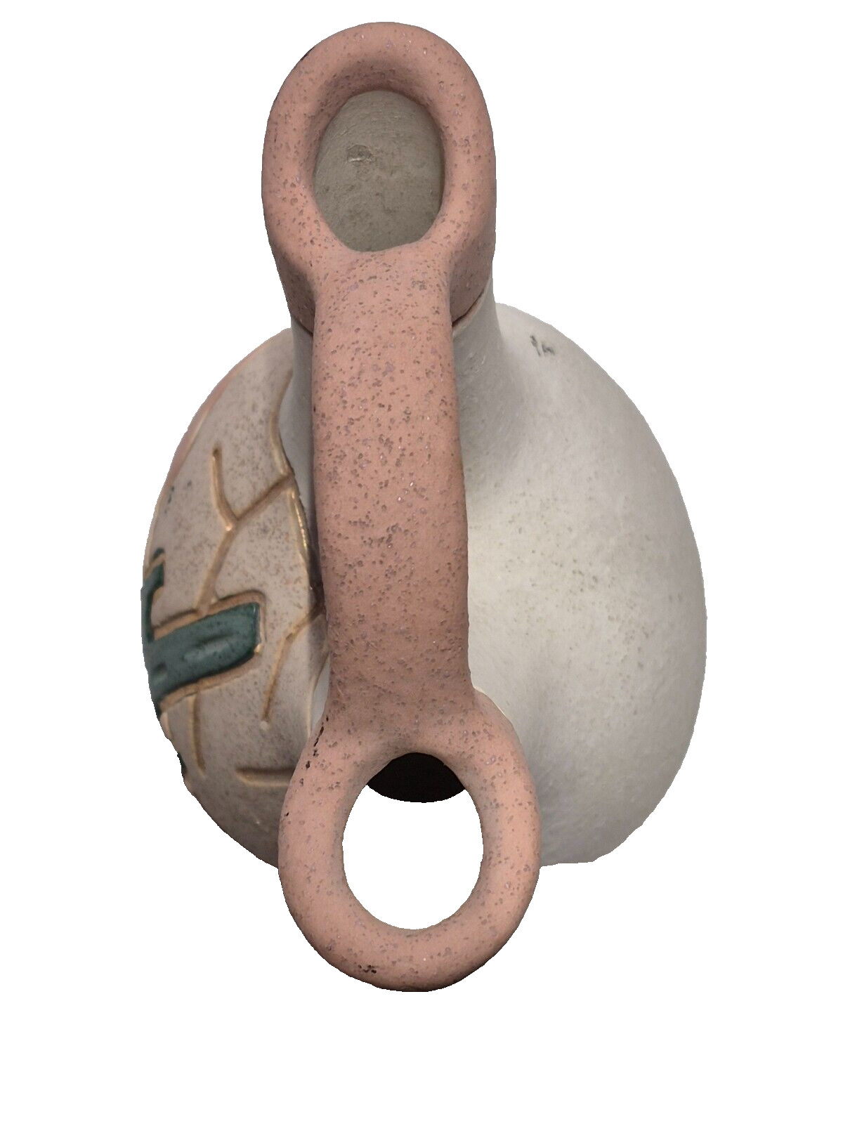 Native American Navajo Art Pottery Wedding Vase Signed Cactus With Gold Accents