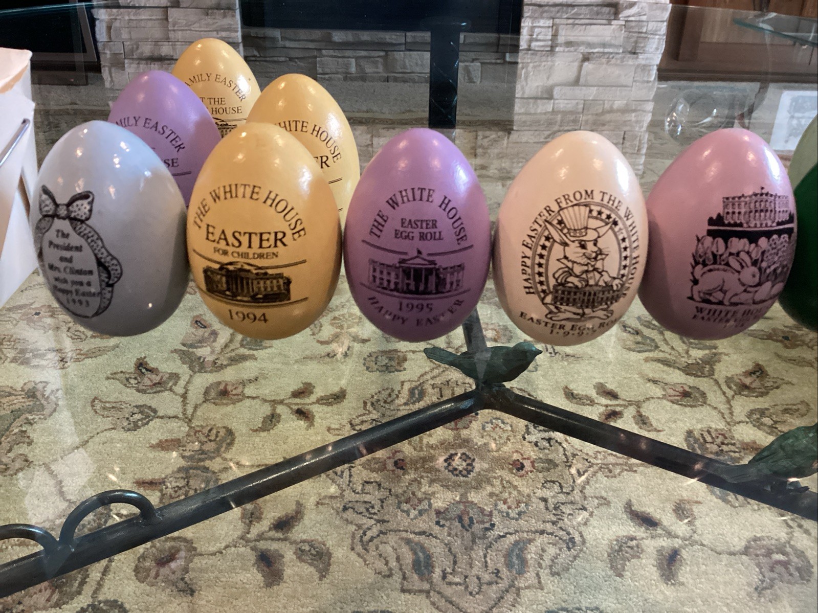 11 Clinton White House Easter Eggs 1993-2000 Incl. (3) 1993 & Box (See Listing)