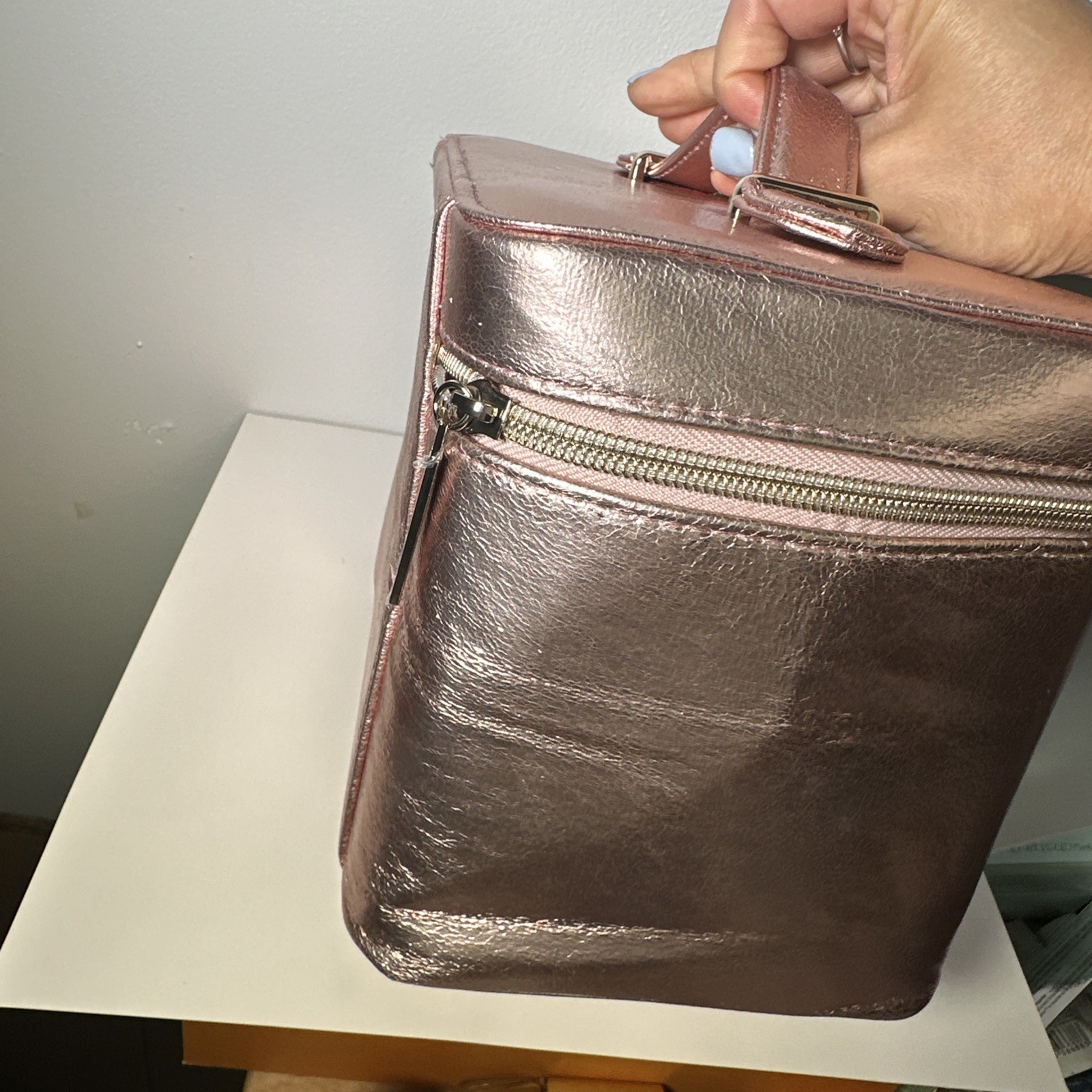 New Lancome 2025 Beauty Box Bag/Train Case Rose Gold 9*6*6.5”