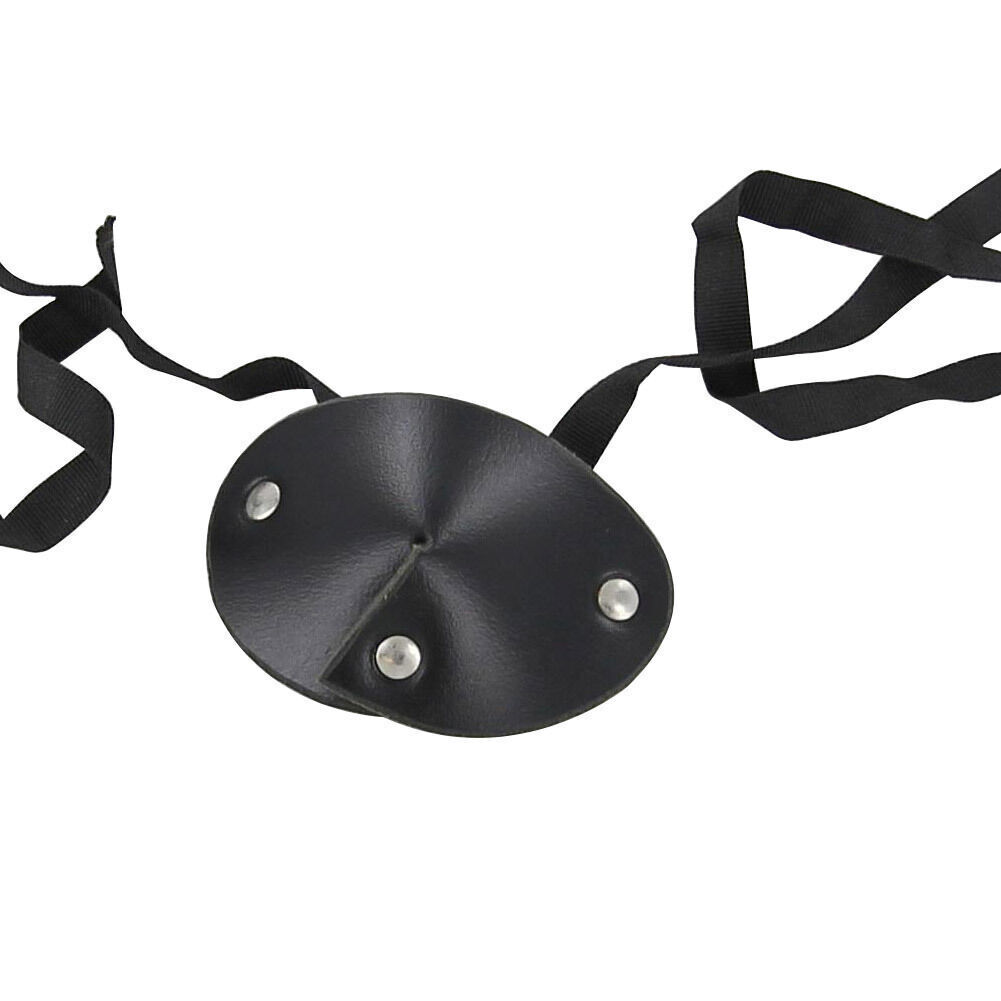 Handmade Leather Pirate Eye Patch, Dark as Night, Ribbon Ties, 100% Genuine