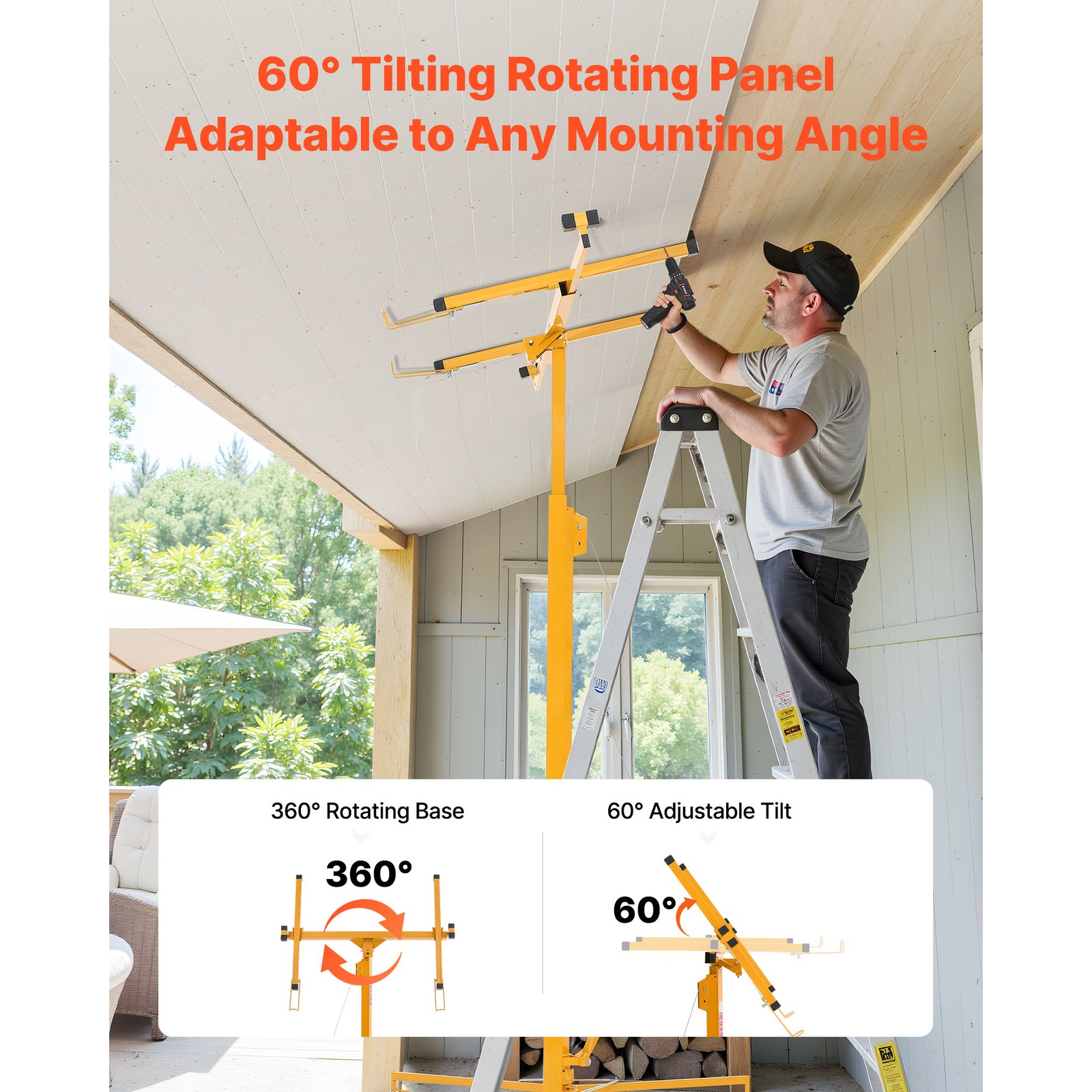 Uimoso 16Ft Drywall Lifter Sheetrock Hoist Lift Adjustable arm & Lockable Wheels
