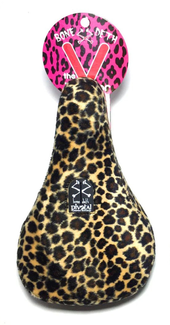 BONE DETH VIBRATOR MID PIVOTAL BMX BIKE SEAT FAUX LEOPARD FUR NEW