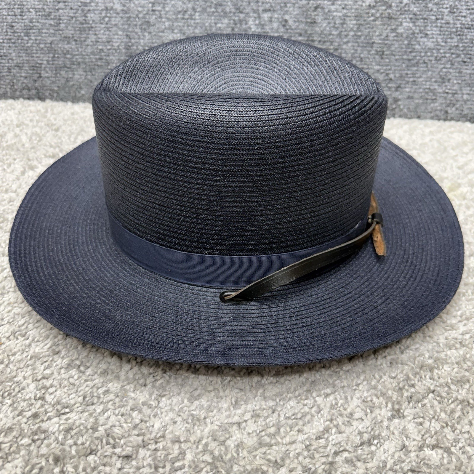 Stratton self forming trooper hat straw navy blue size 7-1/8 (style 42)