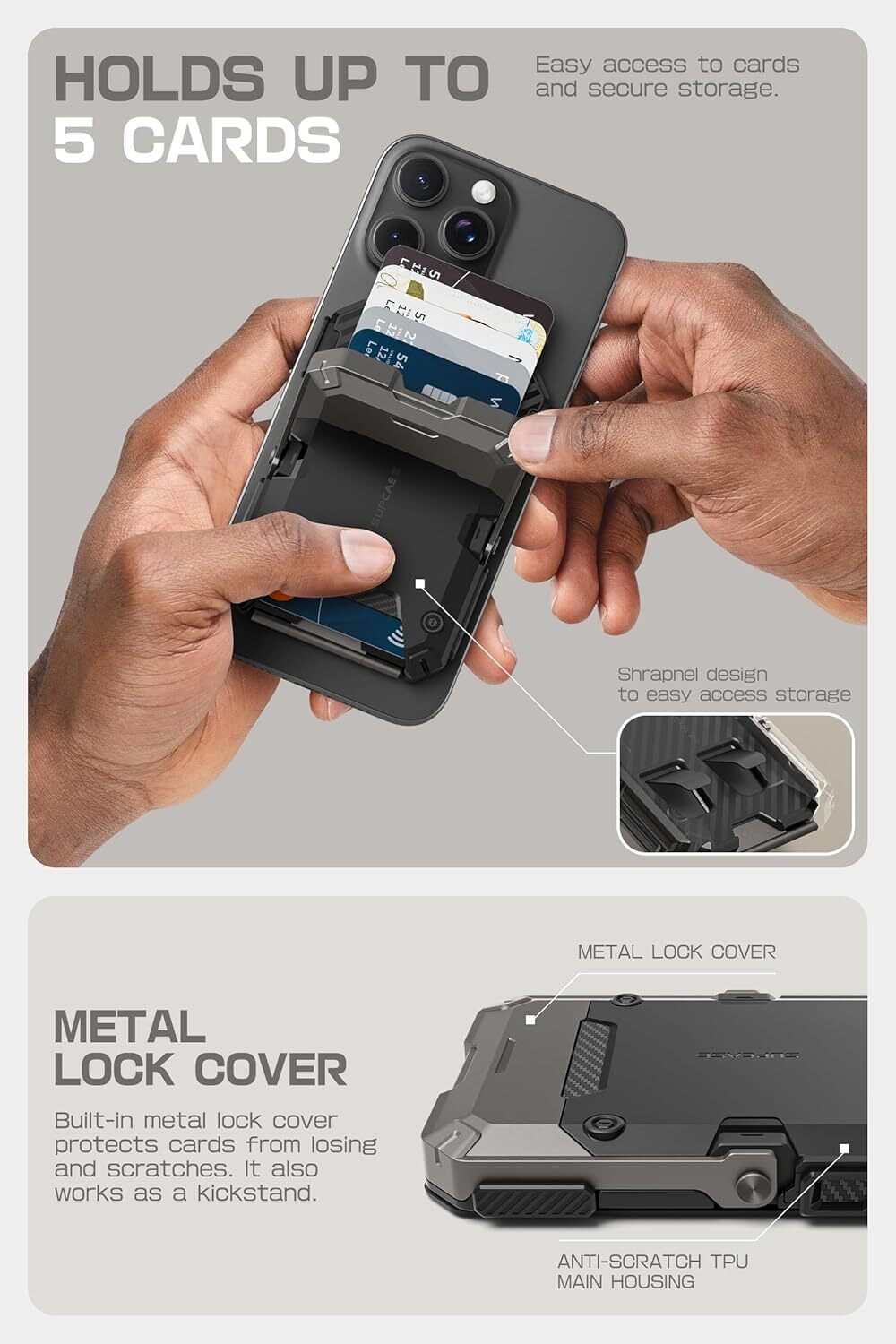 SUPCASE 3000G Magnetic Force Phone Stand Card Holder For iPhone 16/15/14/13/12