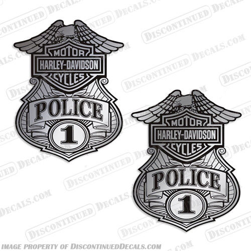 Fits Harley-Davidson Fuel Tank Motorcycle Decals (Set of 2) - Police "1" Badge