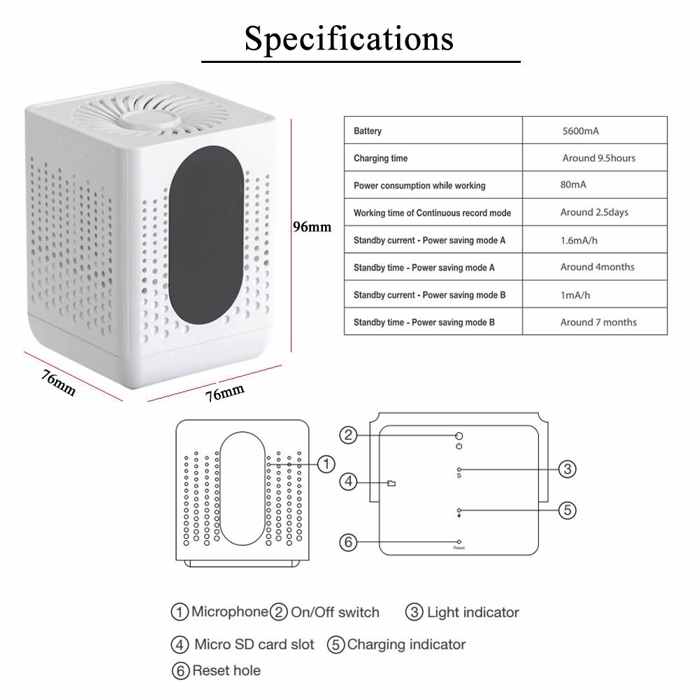 WiFi Voice Recorder Wireless Audio Recording Real Time Wifi Voice Recorder TC23