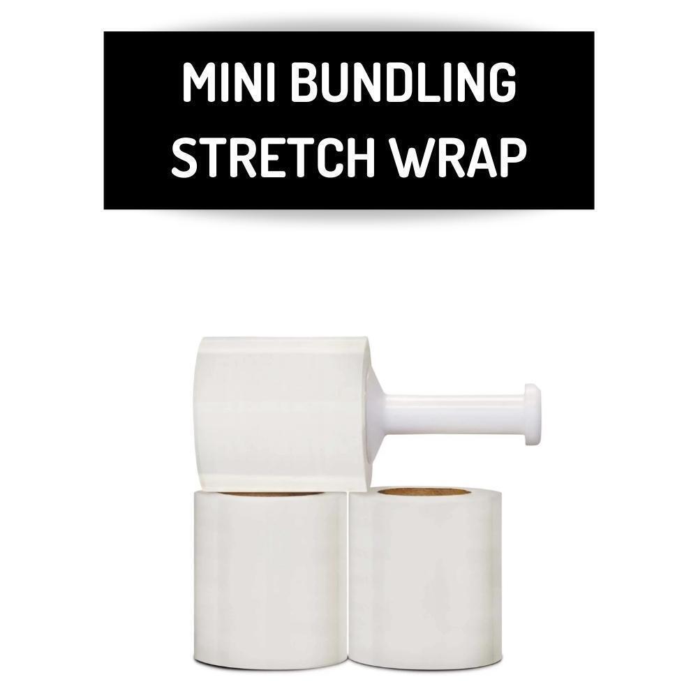 12 Rolls Stretch Wrap Plastic Bundle Banding Film 5" x 1000' + 1 Plastic Handle