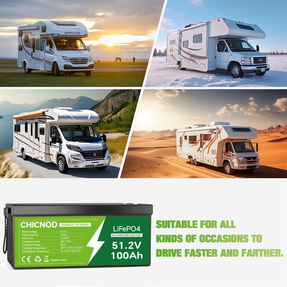 48V/51.2V 100Ah LiFePO4 Lithium Battery Built-in BMS Deep Cycle For RV Golf Cart